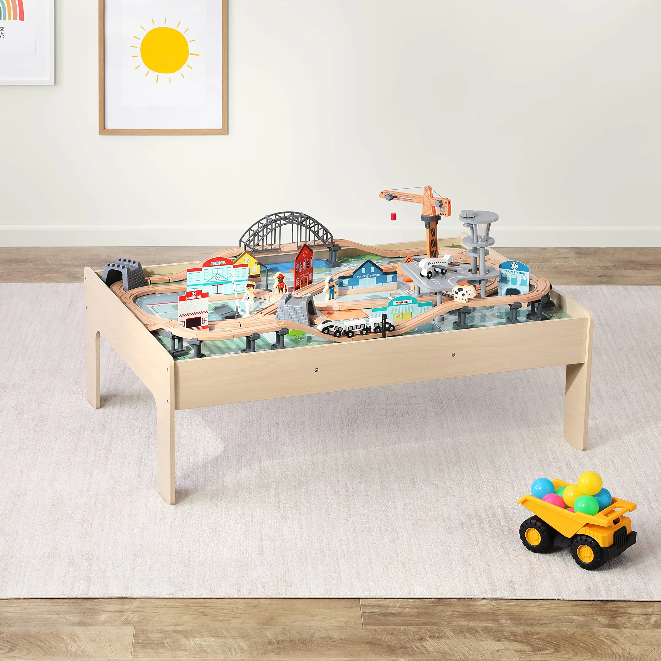 Amazon Basics Ensemble petit train avec table 120 pièces Multicolore 120.4 x 85 x 41 cm