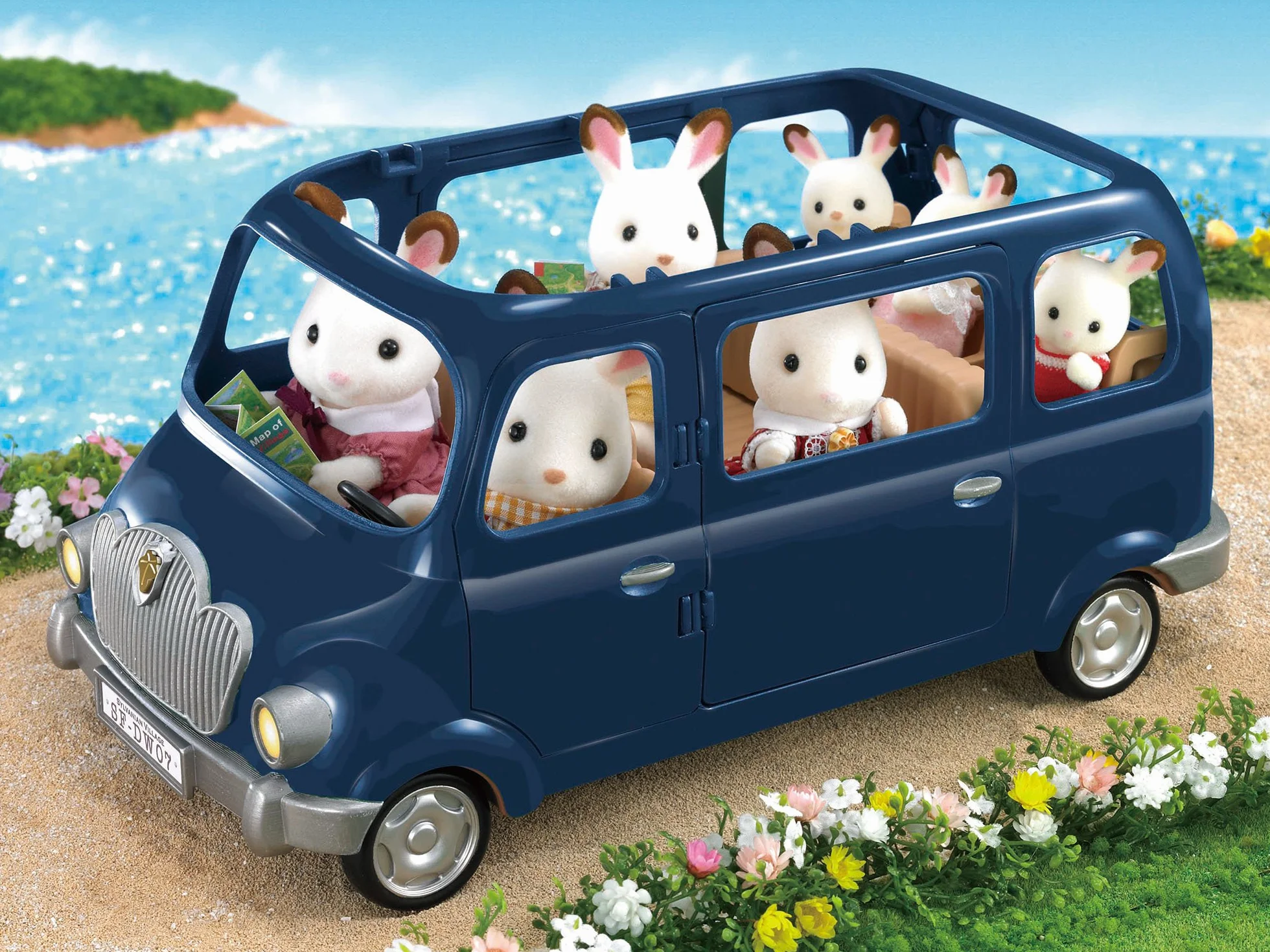 Sylvanian Families Le monospace 7 places Set + de 10 accessoires Véhicule jouet enfant 3 ans et +