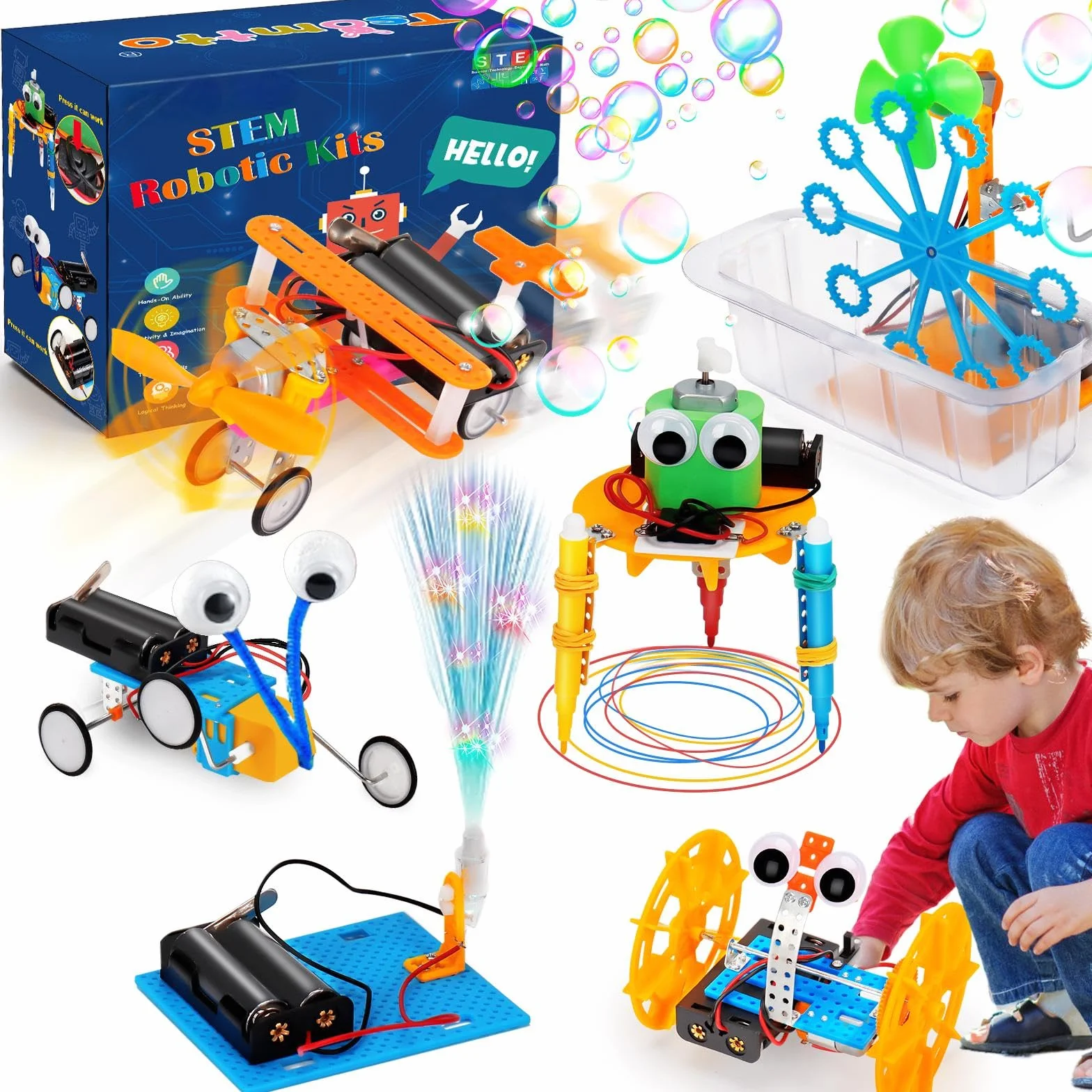 Kit Expériences Scientifiques Enfants 6-10 Ans, Robot Jouet Construction Bricolage Éducatif STEM Garçons Fille Cadeau
