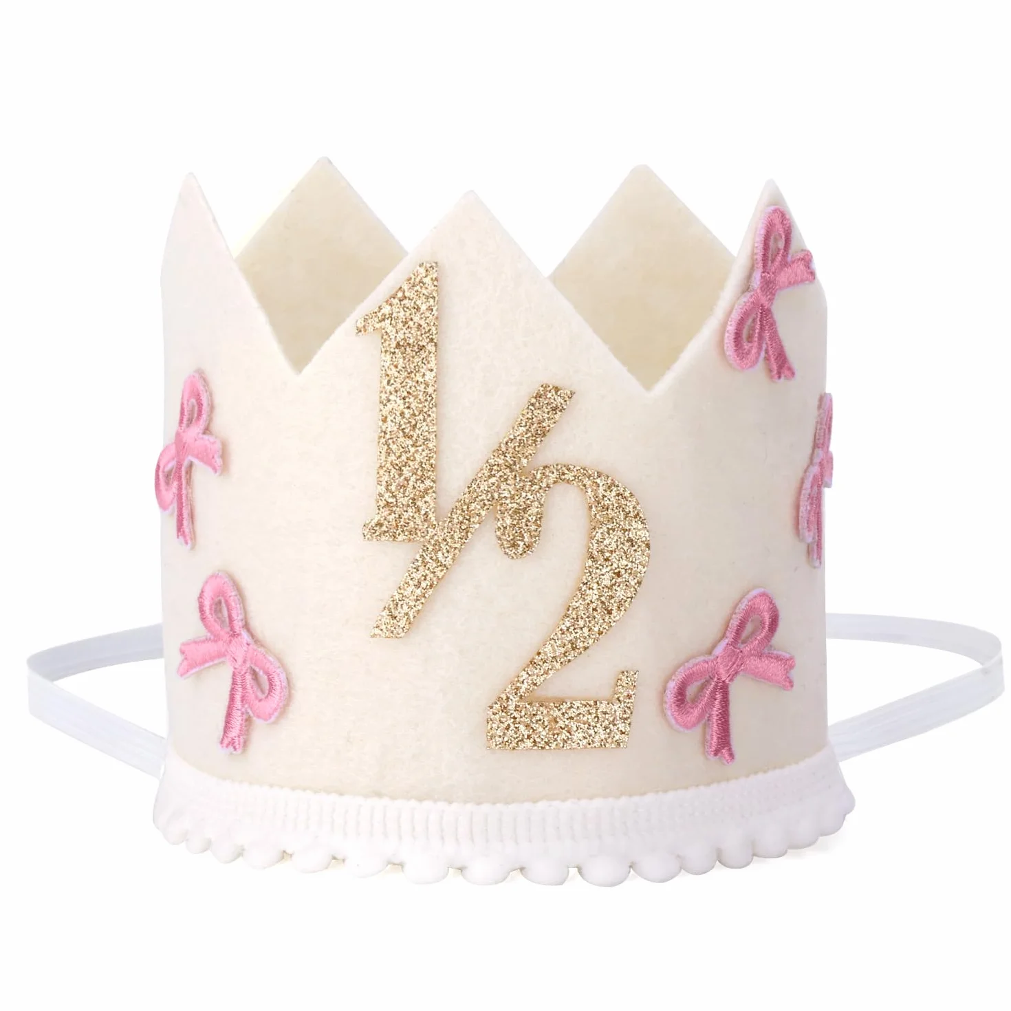 BOXOB Chapeau Demi-Anniversaire Pailleté Couronne pour Fête des 6 Mois Décorations Bébé Fille Garçon