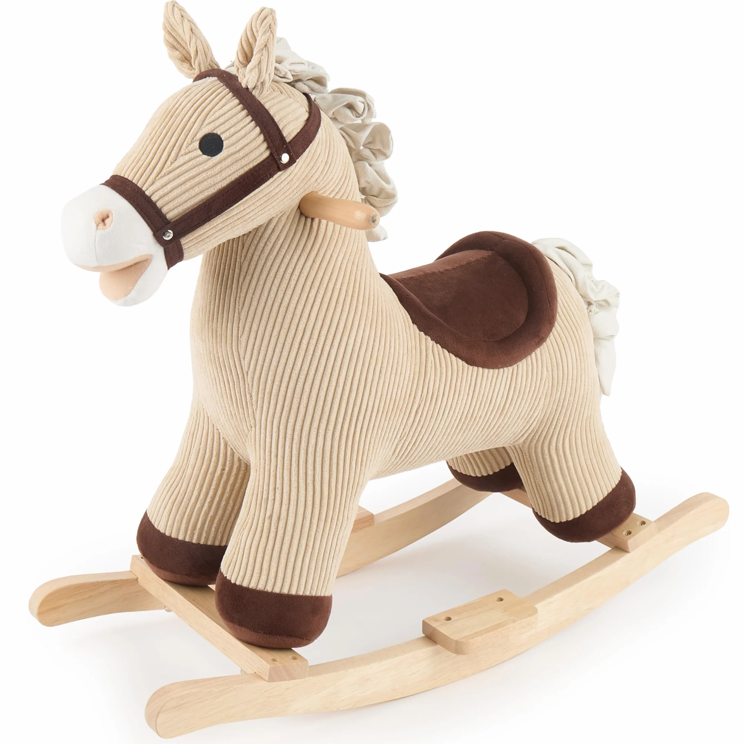 Bieco Cheval à bascule en peluche Lucky 68 cm | Jouet à bascule en bois pour enfant à partir de 1 an