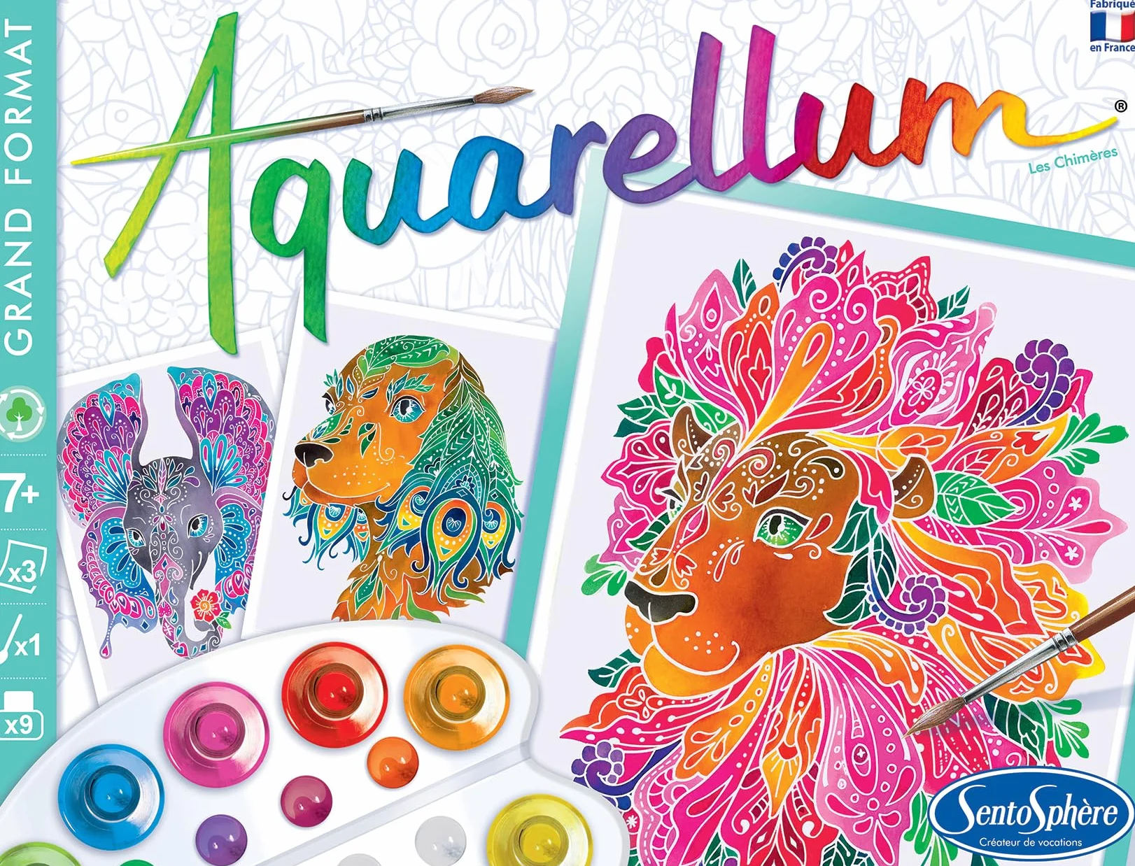 Sentosphère AQUARELLUM CHIMERES Kit peinture Aquarellable Magique 7 ans Fabriqué en France