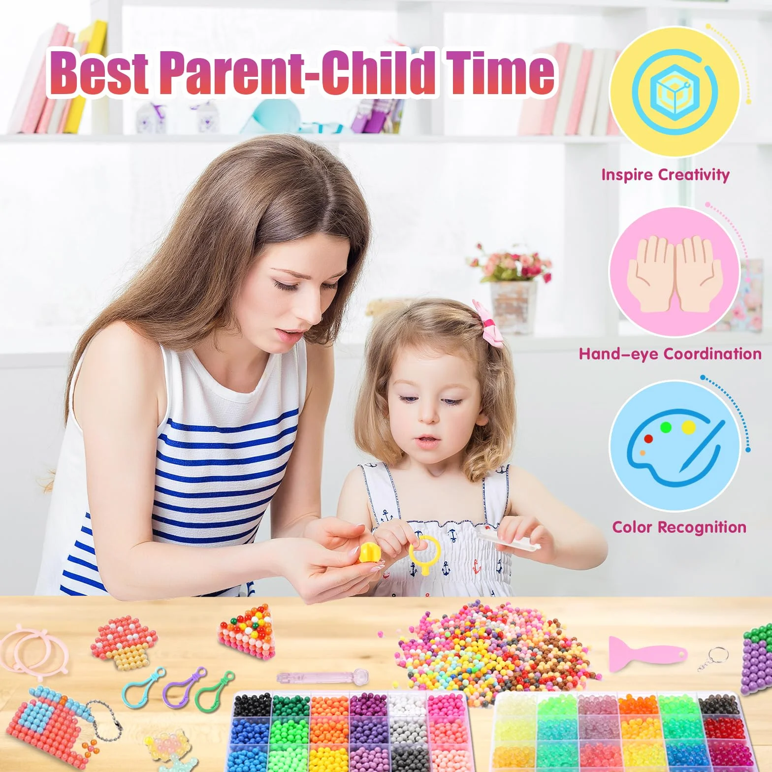 Perles à repasser 48 couleurs EIKEJI 7400 Recharge, brillent dans le noir, pour enfants loisir créatif cadeau