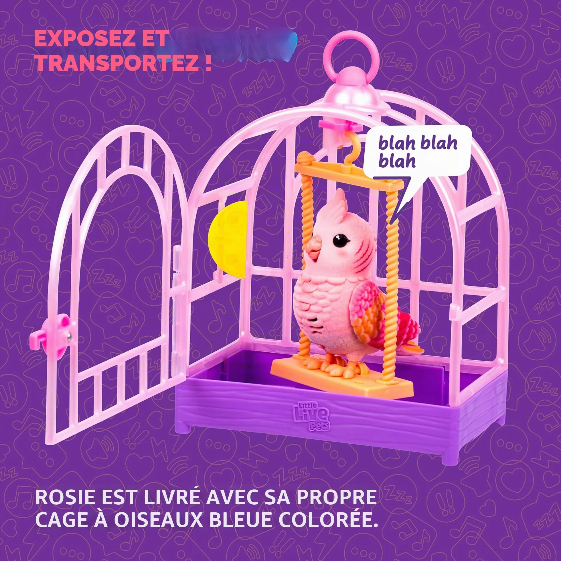 Little Live Pets My Really Real Rosie Jouet parlant pour oiseau et cage interactif à répétition vocale