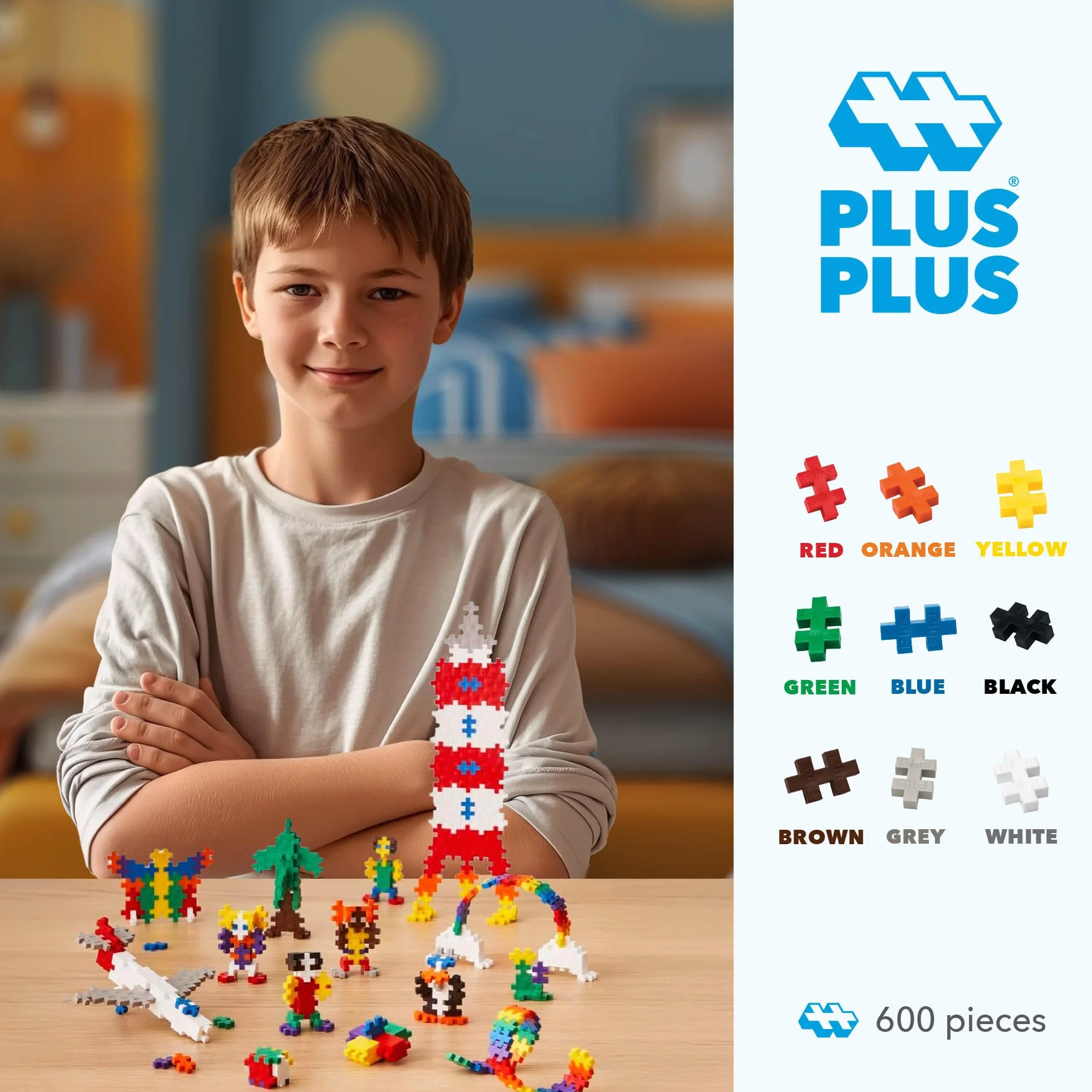 Plus-Plus Boîte 600 Pièces Jeux de Construction Basic PP3310