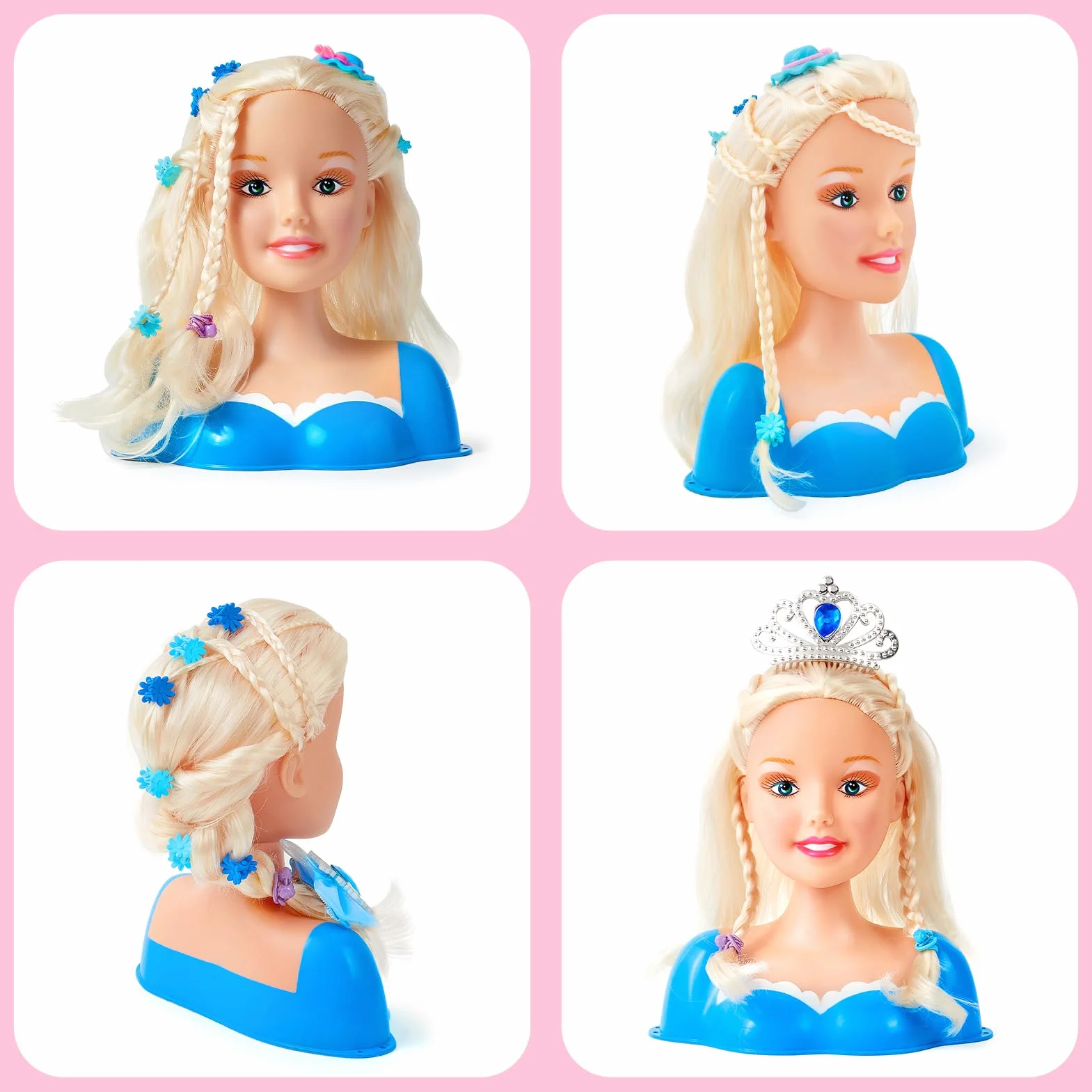Kit de salon de coiffure pour enfants, 52 pièces jouets de coiffure, accessoires de beauté, cadeaux filles 3-6 ans
