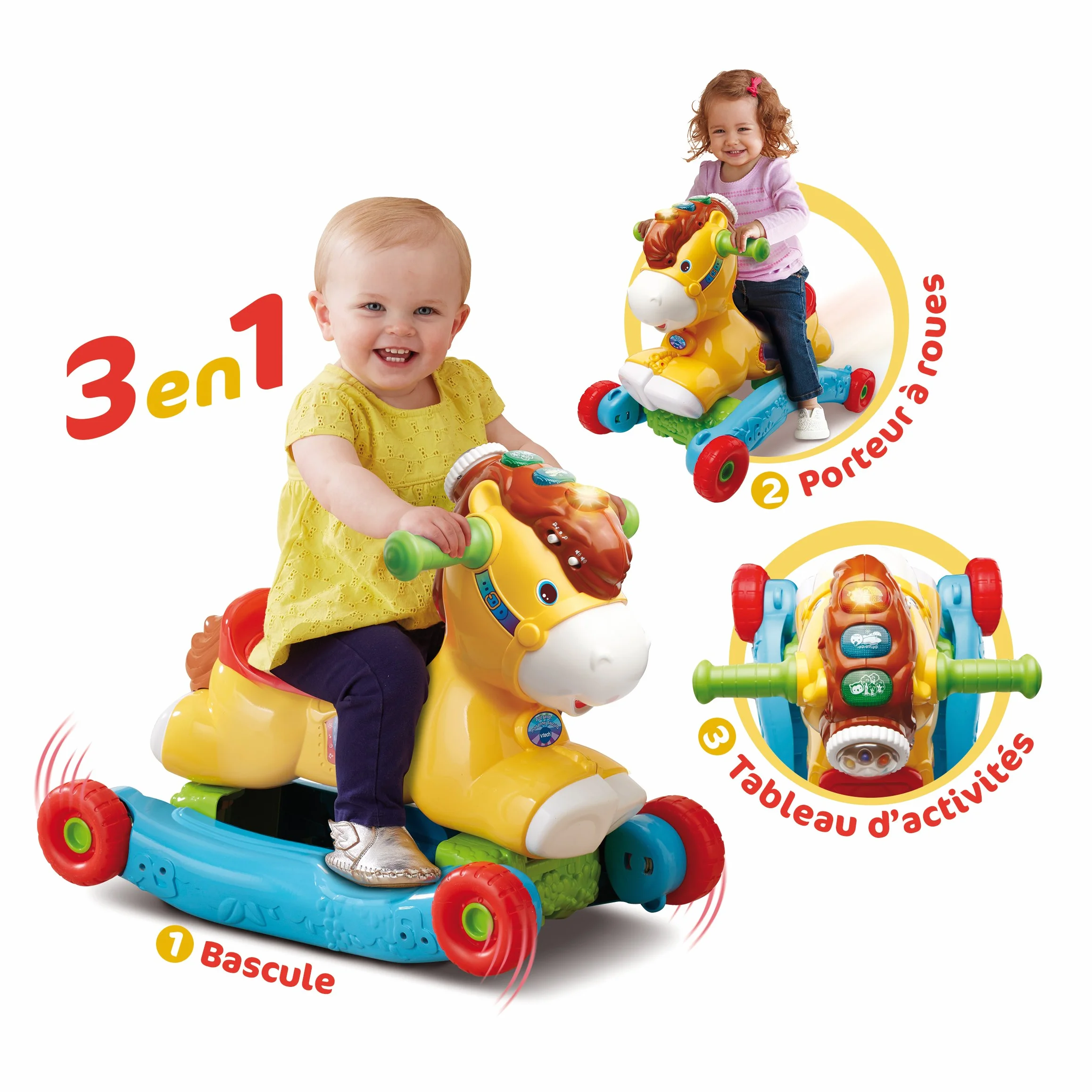 VTech P'tit Galop Mon Poney Basculo Cheval à Bascule Interactif Jouet d'Activité Éveil Musical Cadeau Bébé 1 an