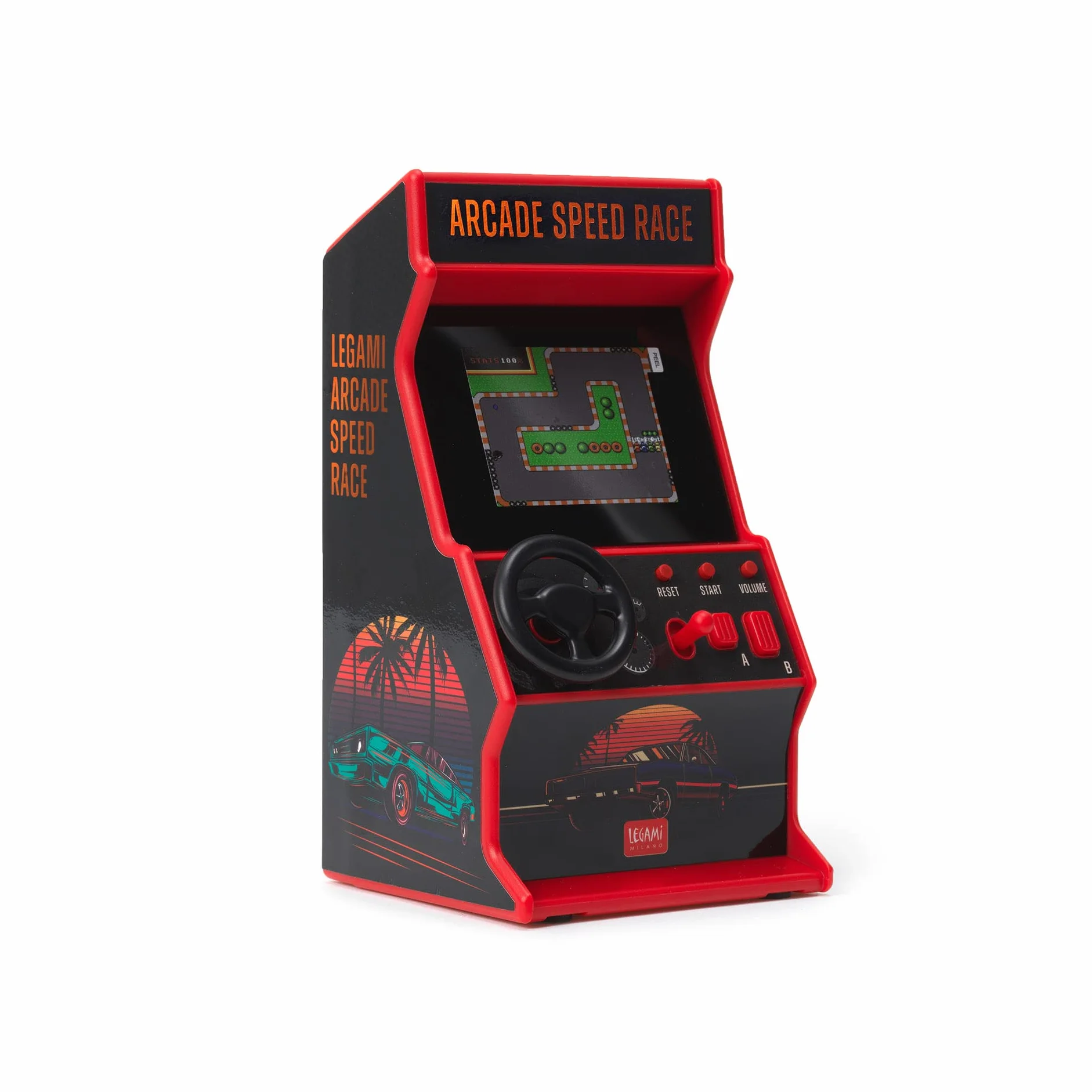 Legami Mini Jeu vidéo Arcade Speed Race 30 Jeux Langue Anglaise lumières Sons 8,5 x 26 cm écran 2,4 Pouces