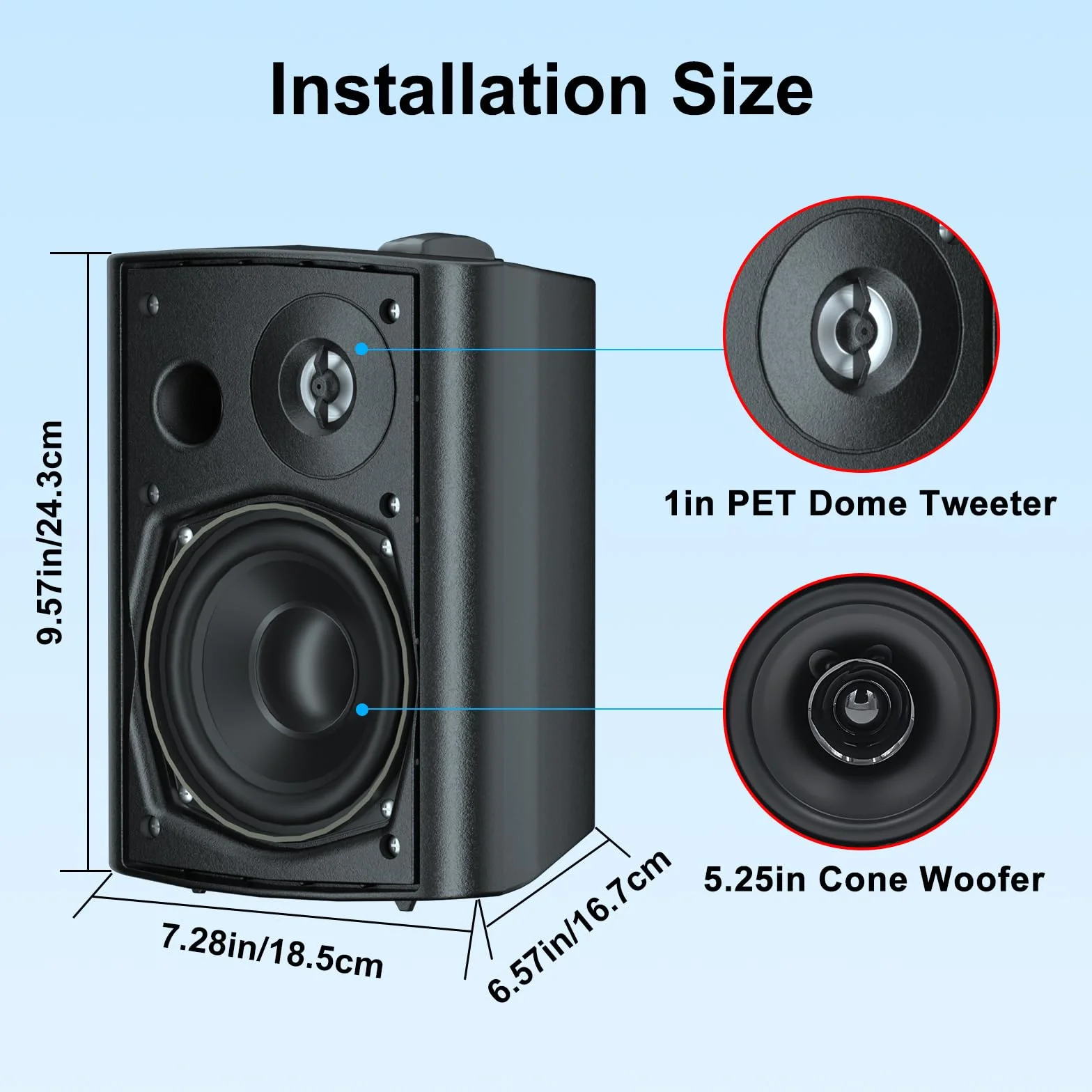 Herdio 501X2 Enceinte 5,25 Pouces Haut-Parleur Passif Extérieur Étanche 600W Noir