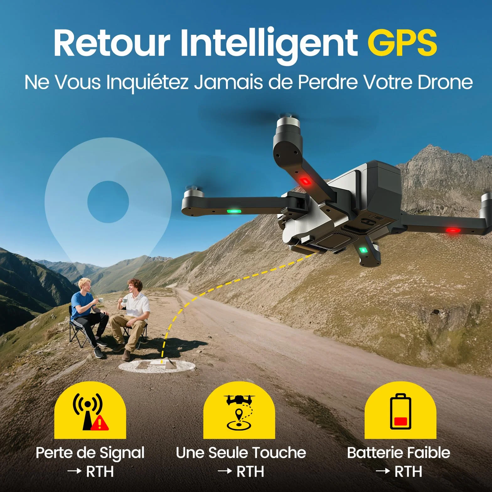 DEERC D35 Drone with 8K Camera pour Adultes, Quadricoptère RC Pliable avec Retour Automatique GPS, Moteur Sans Balais, Suivez-moi, vol Circulaire, Maintien de I'altitude, Vol de 40 Minutes