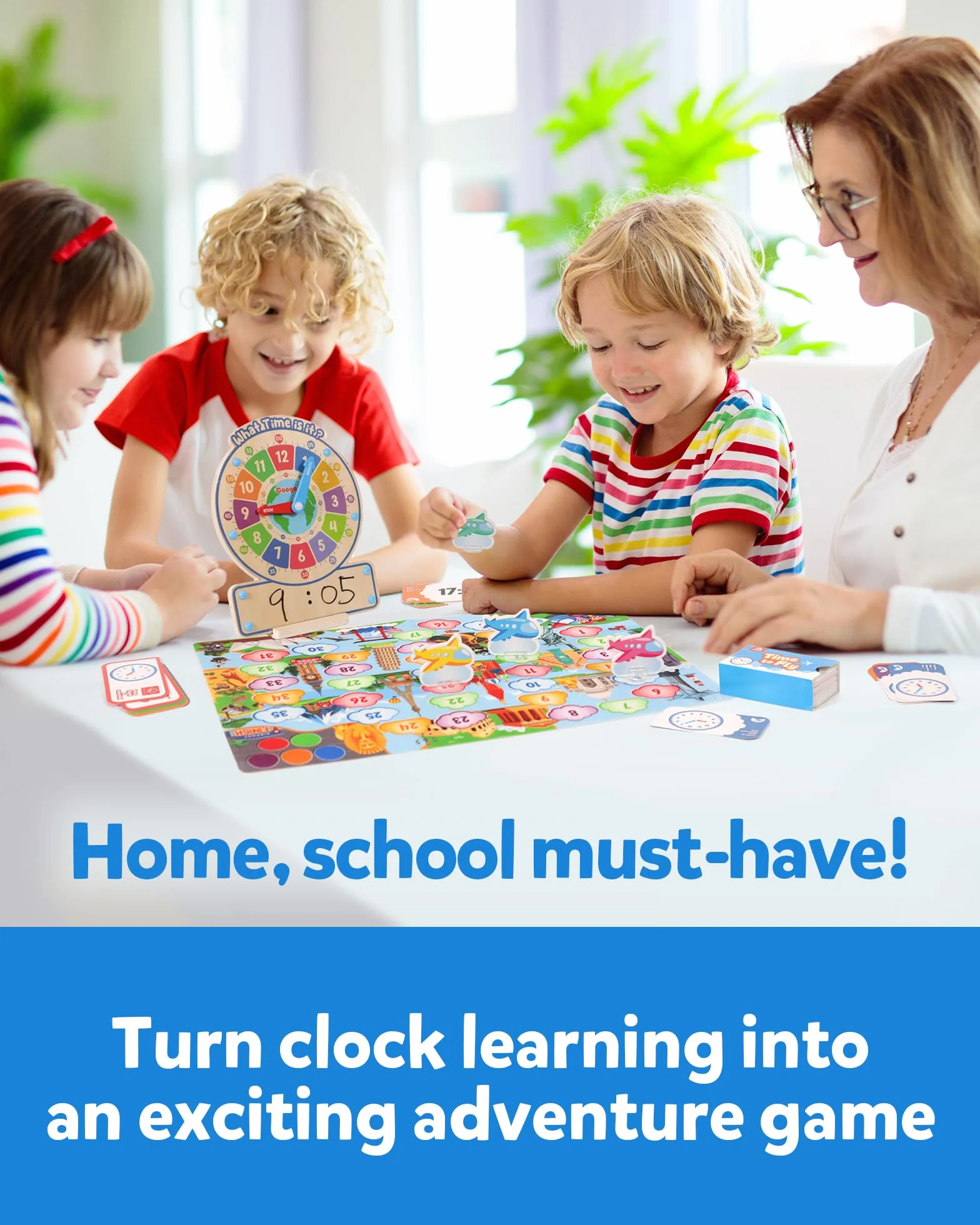 Coogam Horloge en Bois d'Enseignement du Temps, Jeu Éducatif pour Enfants 3 4 5 Ans
