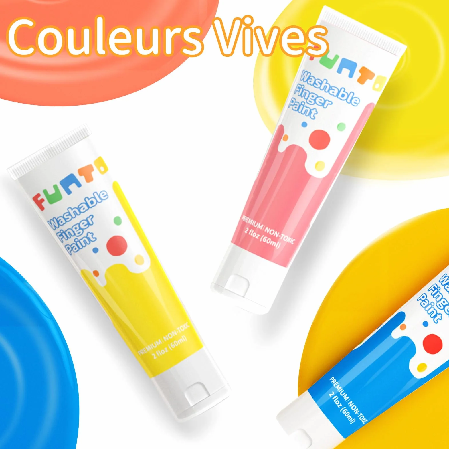 Funto Peinture au doigt pour tout-petits 10 couleurs lavable non toxique ensemble de peinture de bain