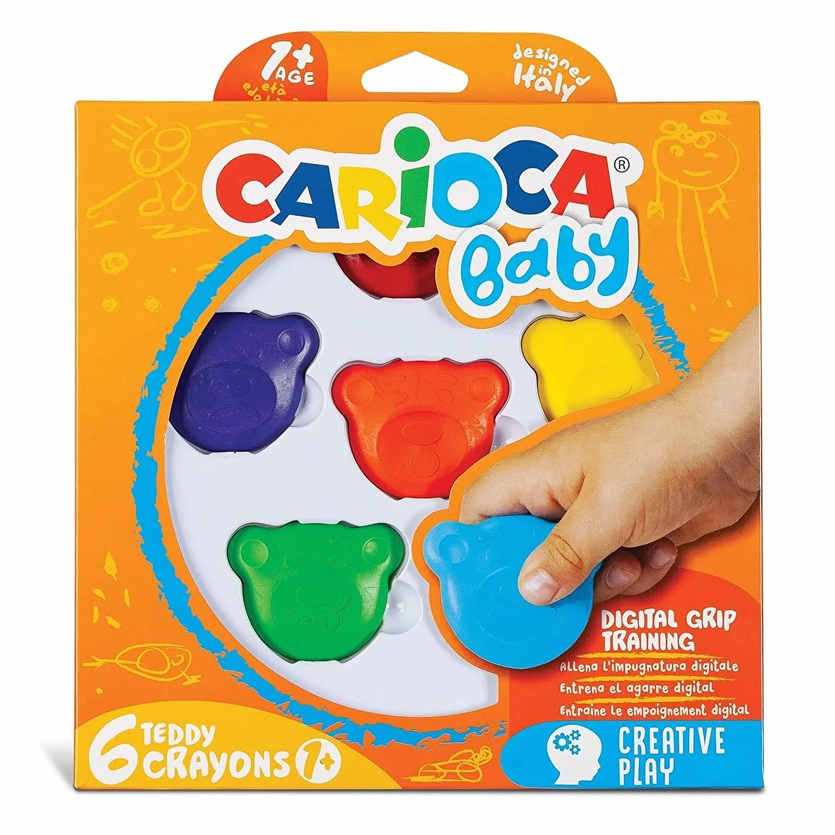 Carioca Lot de 6 crayons de cire en forme d’ourson Multicolore