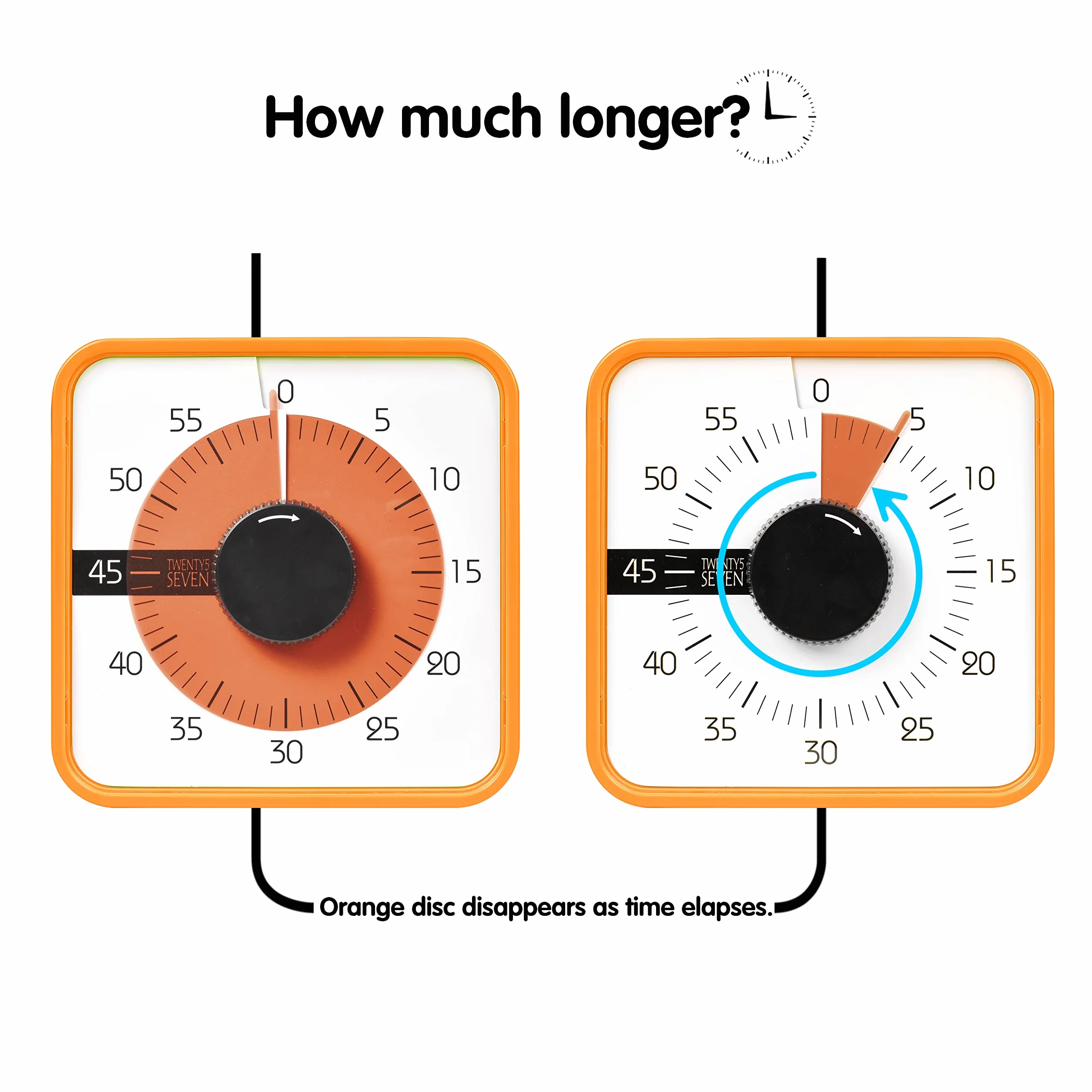 Minuteur 19 cm 60 Minutes Compte à Rebours Mécanique Magnétique Orange TWENTY5 Seven