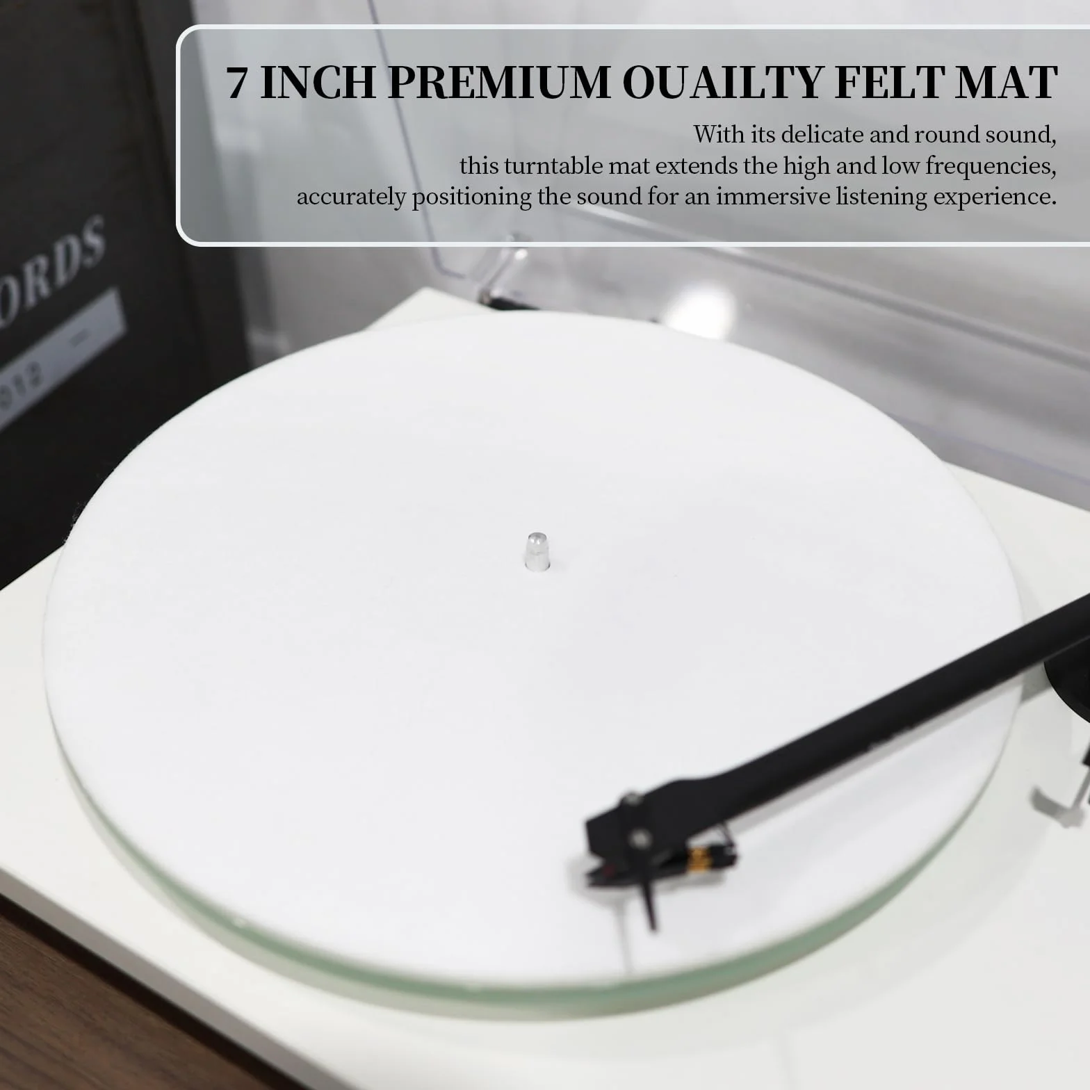 Tapis de table tournante 3 mm antidérapant antistatique pour tourne-disque vinyle haute fidélité (blanc)