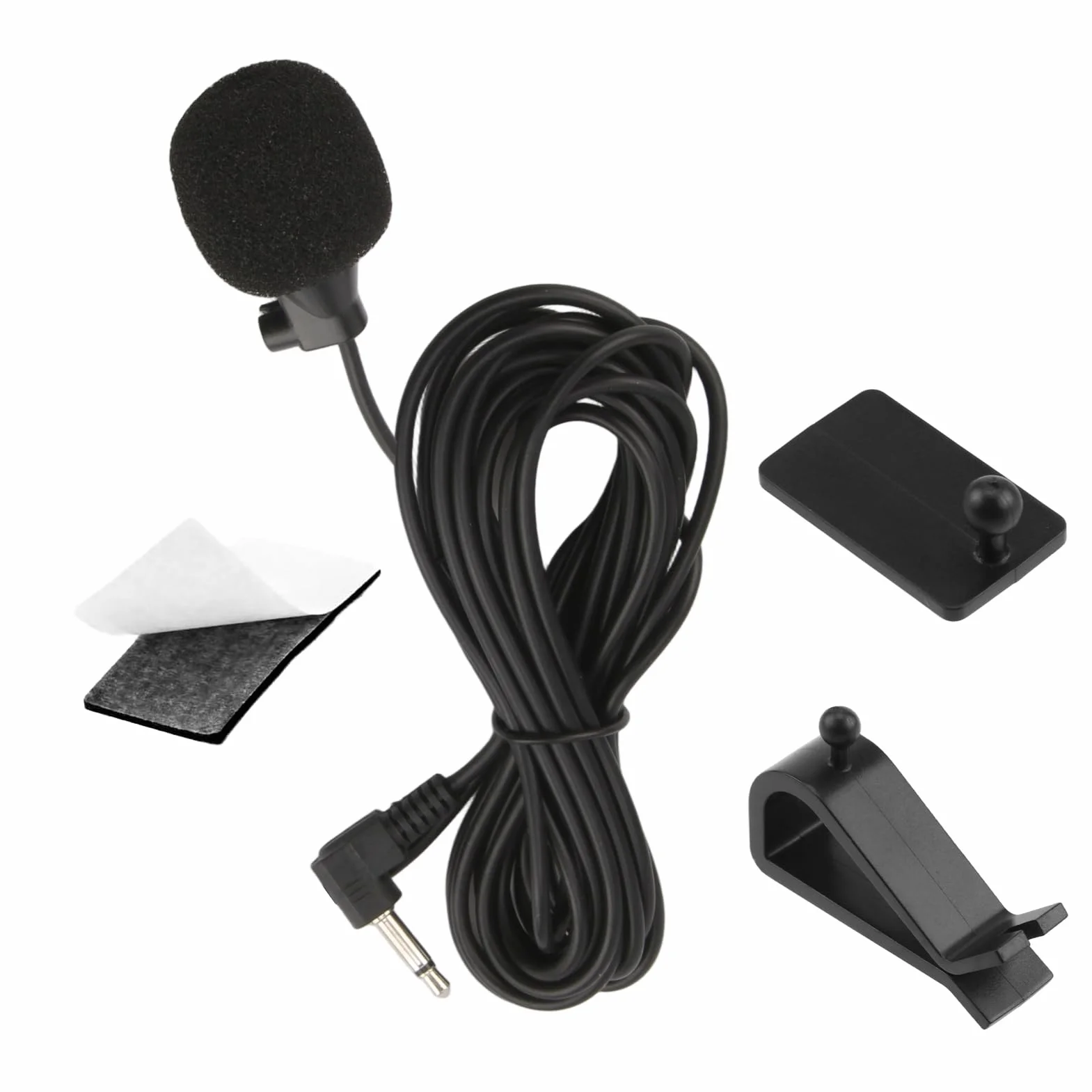 Microphone Externe 3,5 mm avec Pince en U et Câble 3 m pour Autoradio Appels Mains Libres