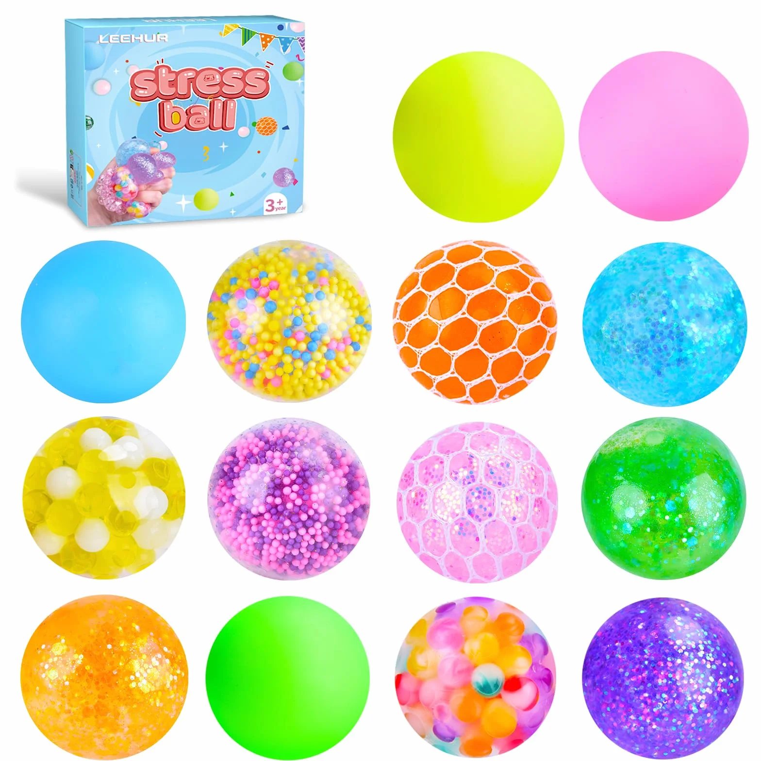 Boules Anti-Stress 14 Pièces Balles De Décompression Jouets Sensoriels pour Enfants Adultes