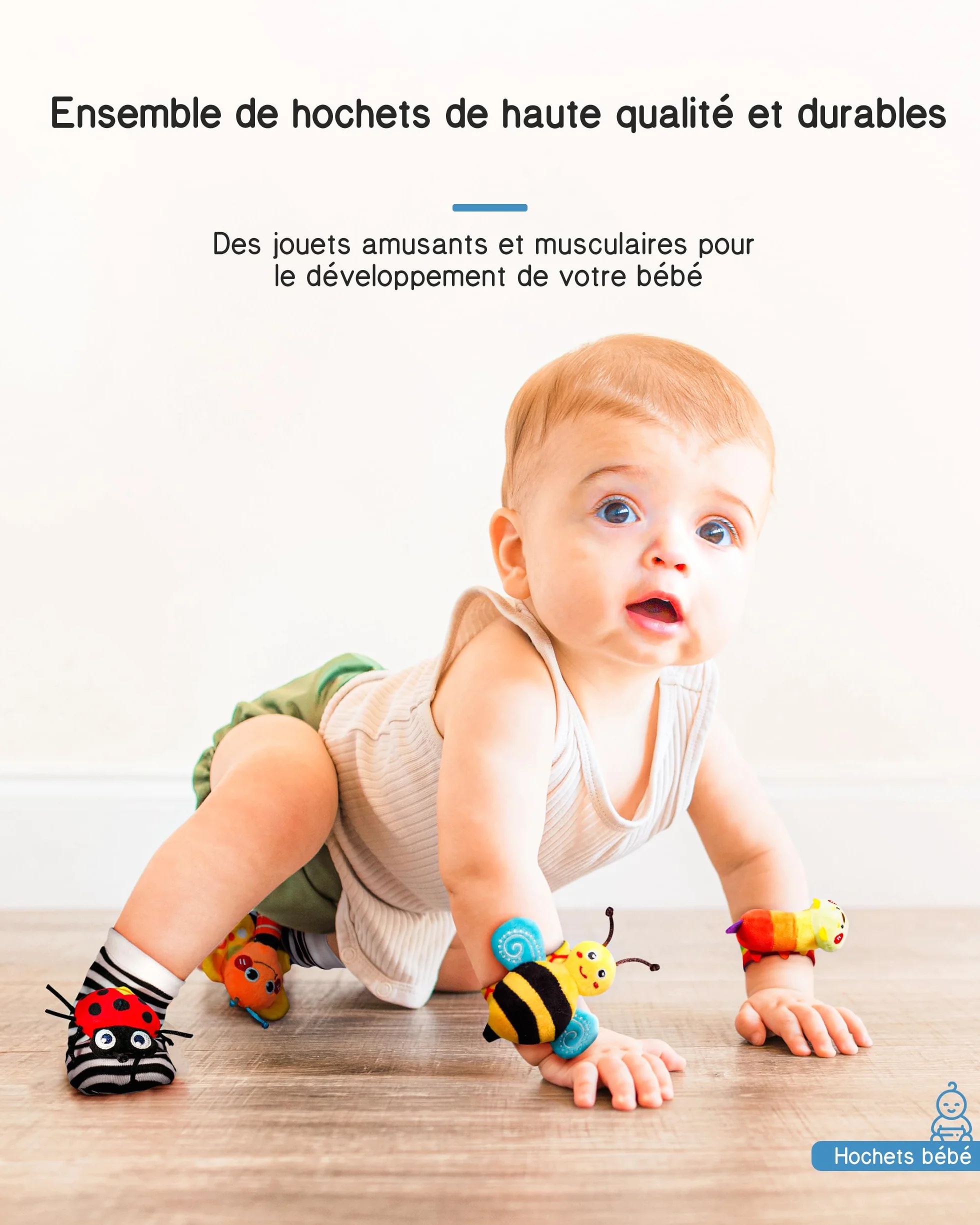 Infinno Jouet Bebe 3 6 9 Mois Ensemble Poignet Chaussettes Hochet Sonore Developpement Sensoriel Cadeau Naissance