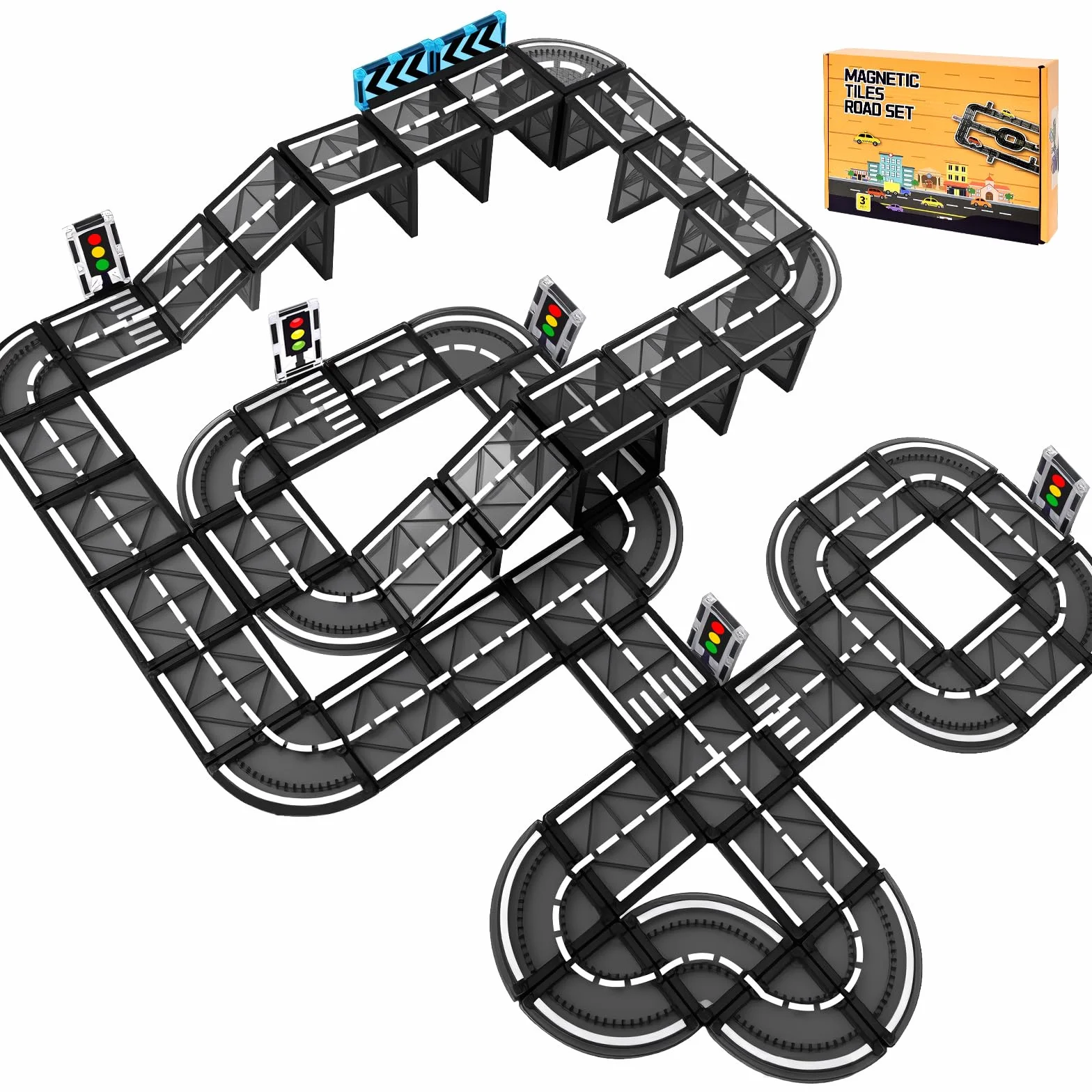 BuzzoXerex Construction Magnetique Route 70 Pièces Magnetic Tiles Enfant Éducatifs Cadeau 3 4 5 6 Ans
