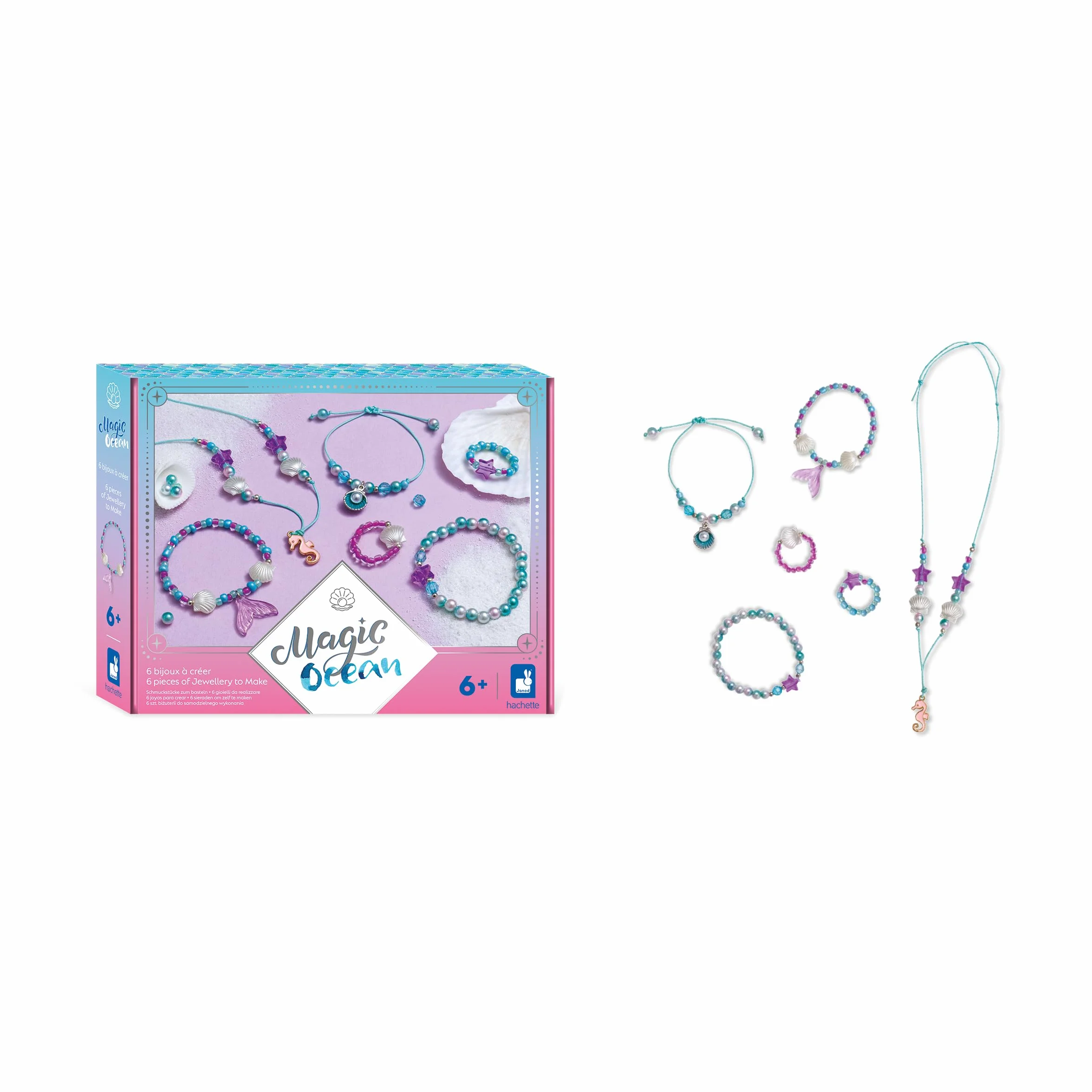 Janod Kit Loisir Créatif Enfant 6 Bijoux Sirènes Motricité Fine Concentration Dès 6 Ans