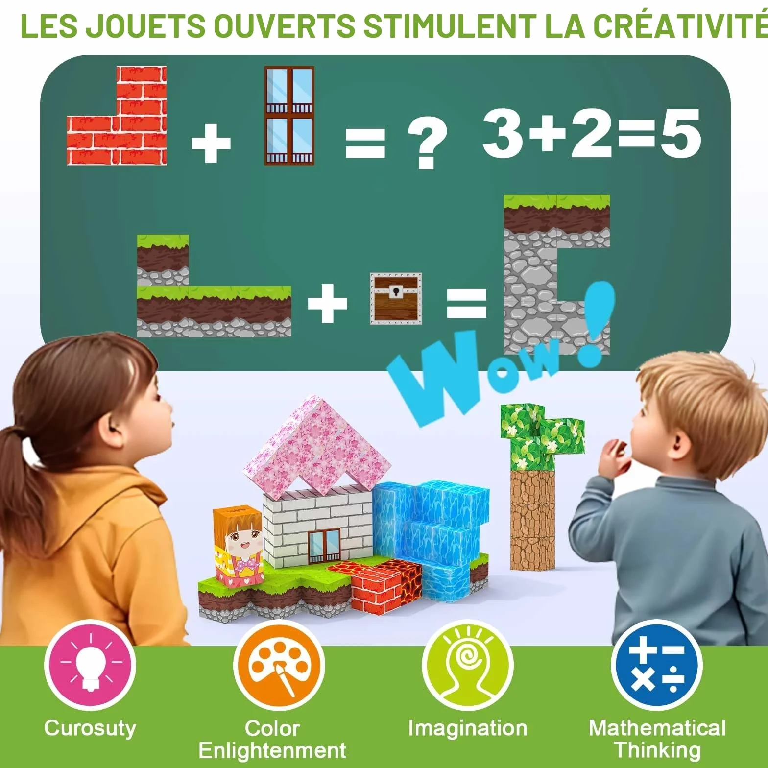 Magnetic Blocks 100 pièces 2CM Jeux Aimants Construction Enfant 3+ Ans Montessori