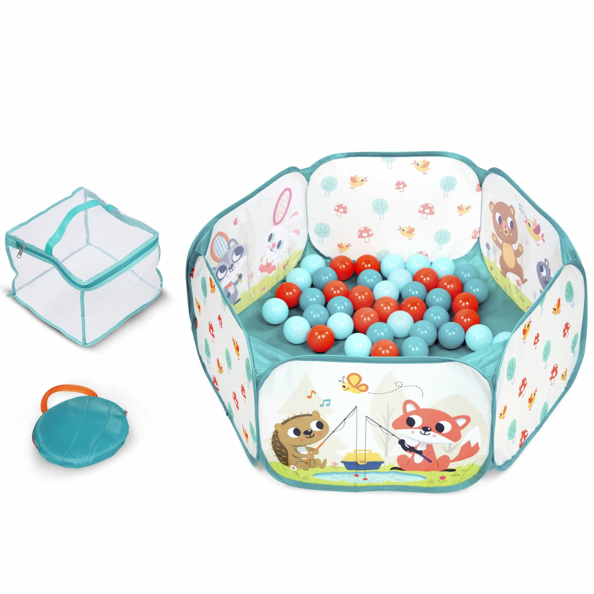 B. Toys Mini Espace de Jeu Fosse à Balles 42 Boules Colorées Pliable Portable Jeu Actif Enfants 1 an+