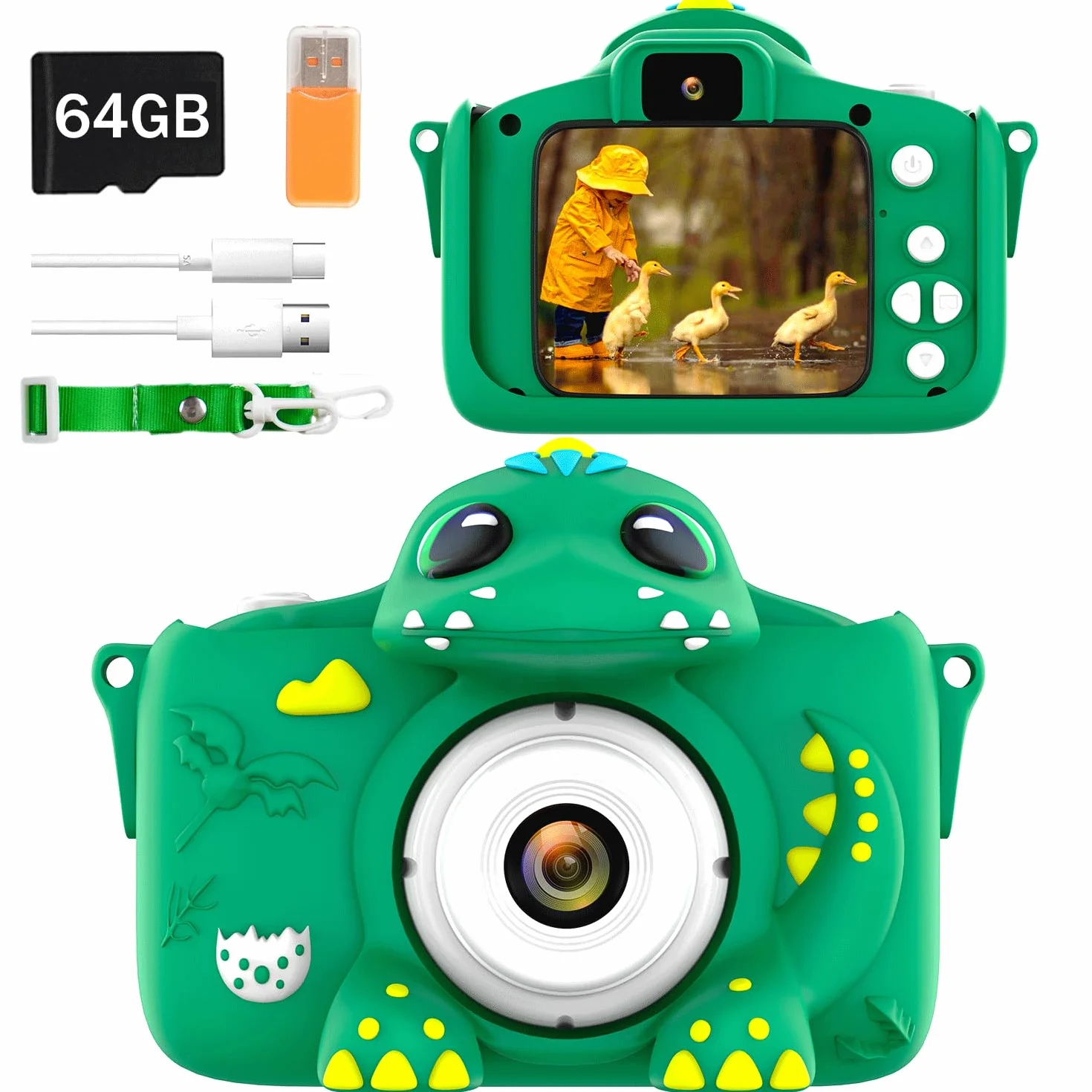 Appareil Photo Numérique Enfant 2.0 Pouces 1080P HD Mini Caméra avec Carte 64GB Cadeau Anniversaire 3-10 Ans