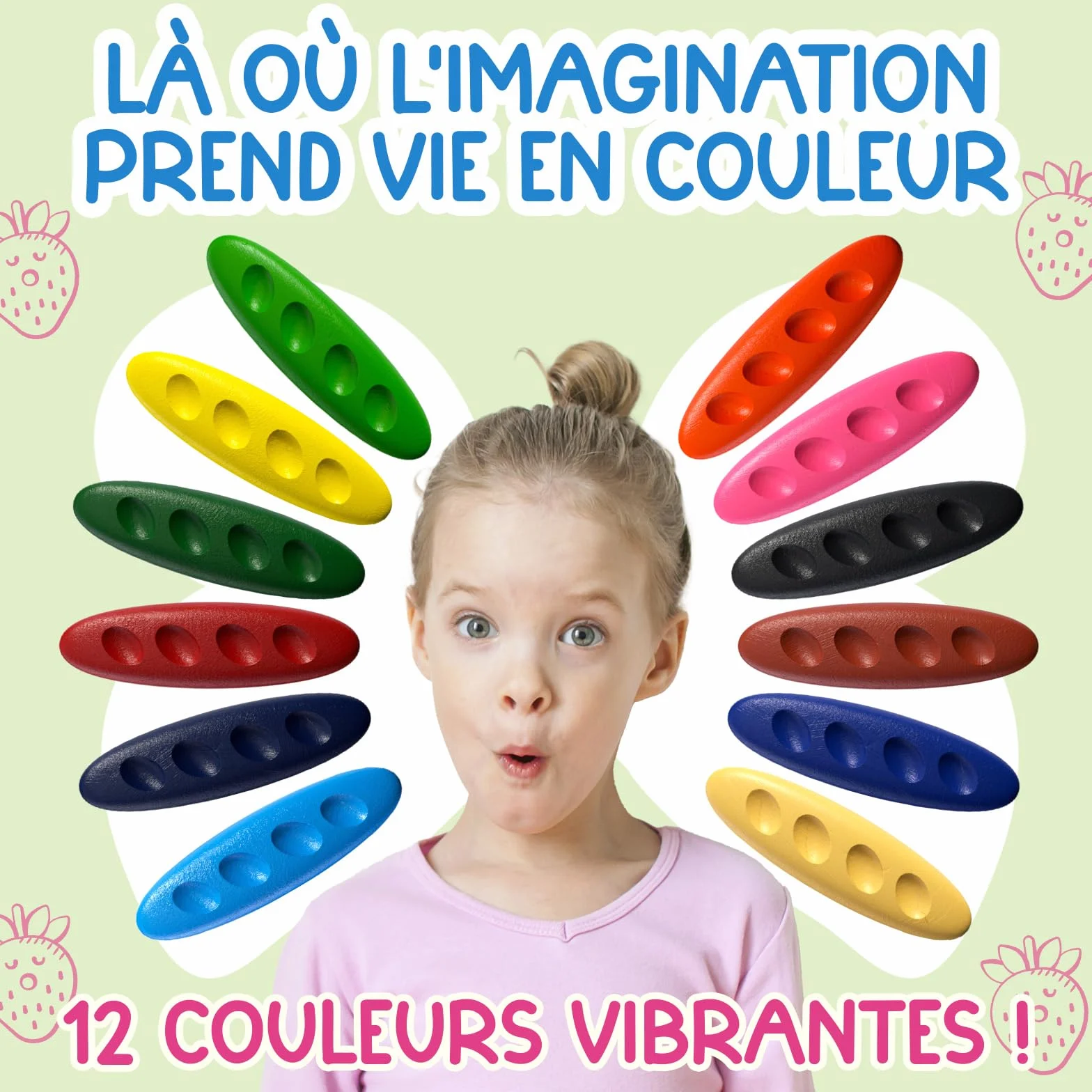 TinyGeeks Crayons Non Toxiques Lavables Forme Ergonomique Cacahuète pour Enfants 3 Ans+ Coloriage Facile à Tenir
