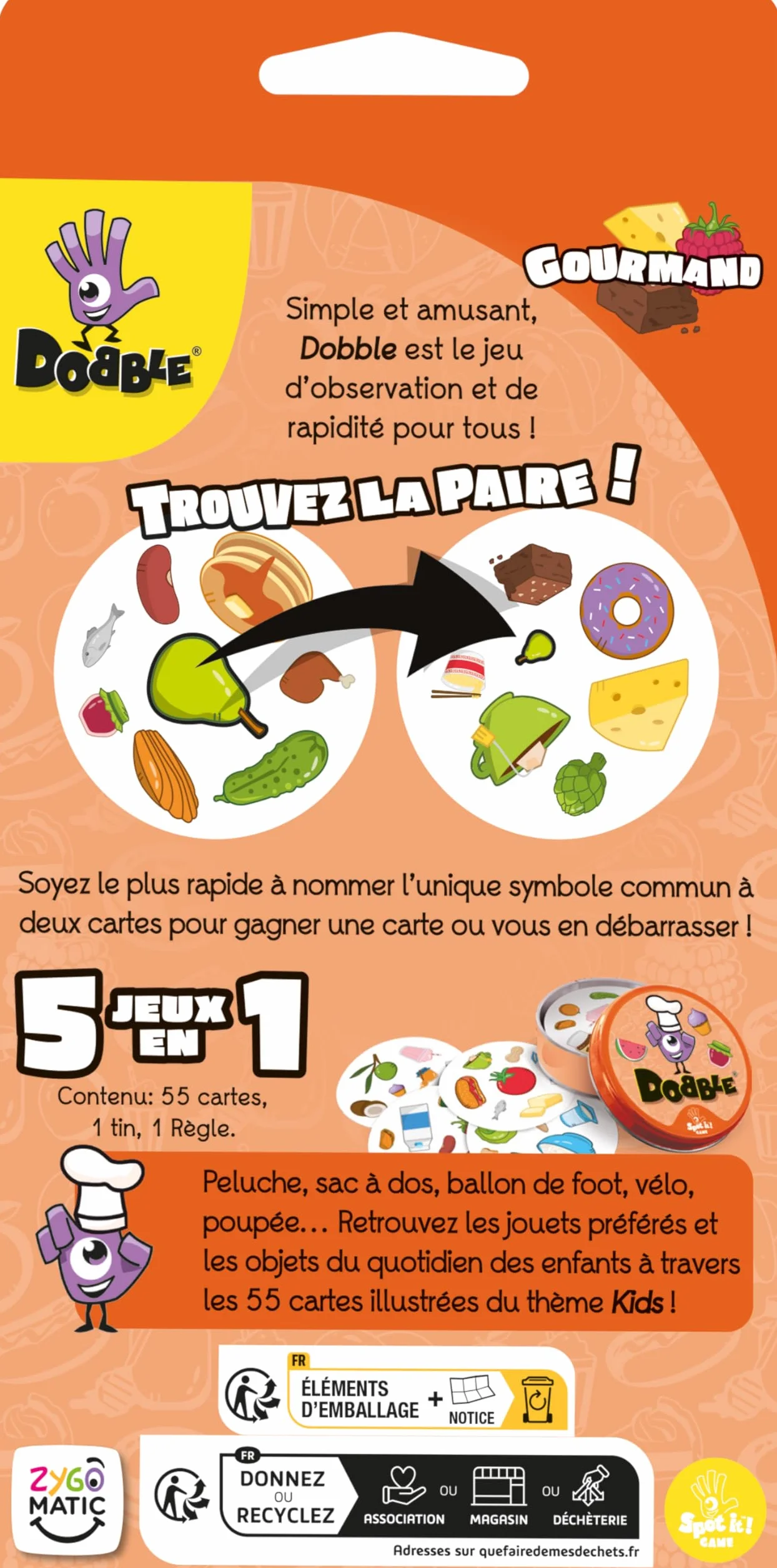Dobble Asmodee Gourmandise - Jeu de Cartes Rapide pour Toute la Famille - 2-8 Joueurs, 6+ Ans
