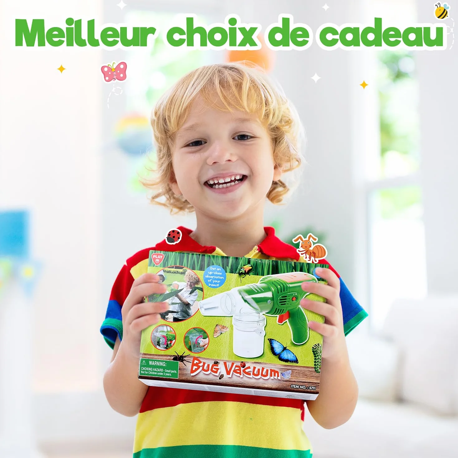 PLAY Aspirateur Insecte Enfants avec Loupes, Attrape Araignée Super Puissante, Jouets Extérieur Cadeaux 3+ Ans