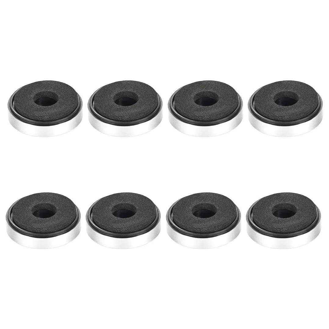 Sourcing Map 8Pcs D30xH8mm Plastique Pieds Anti-Vibration Base Tampon Chevalet pour Haut-Parleur Guitare Amplificateur HiFi Argenté