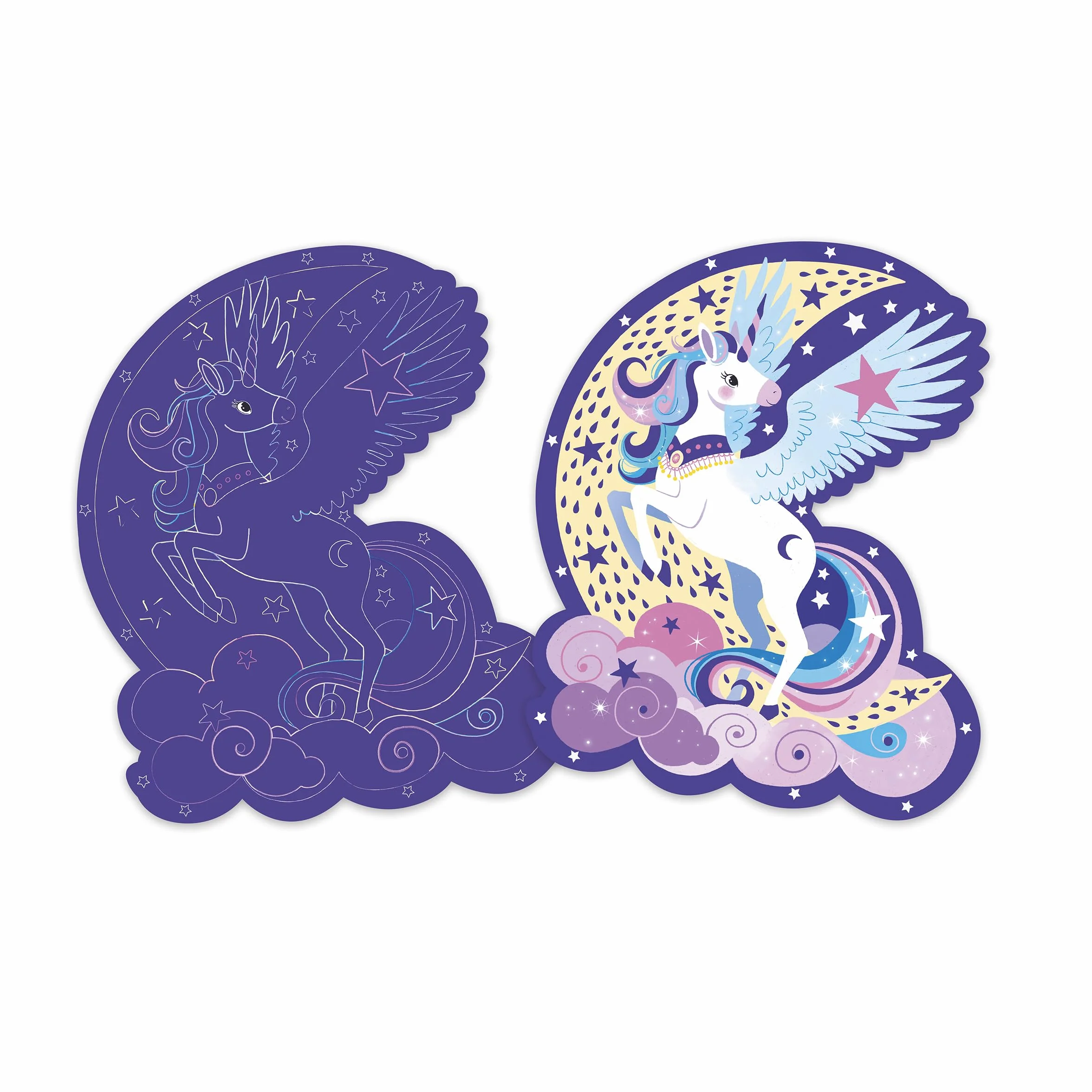 Janod Coffret Créatif Multi-Activités Licorne 13 Activités à Décorer Mosaïques Stickers Brillants Papier Doré Dès 6 Ans