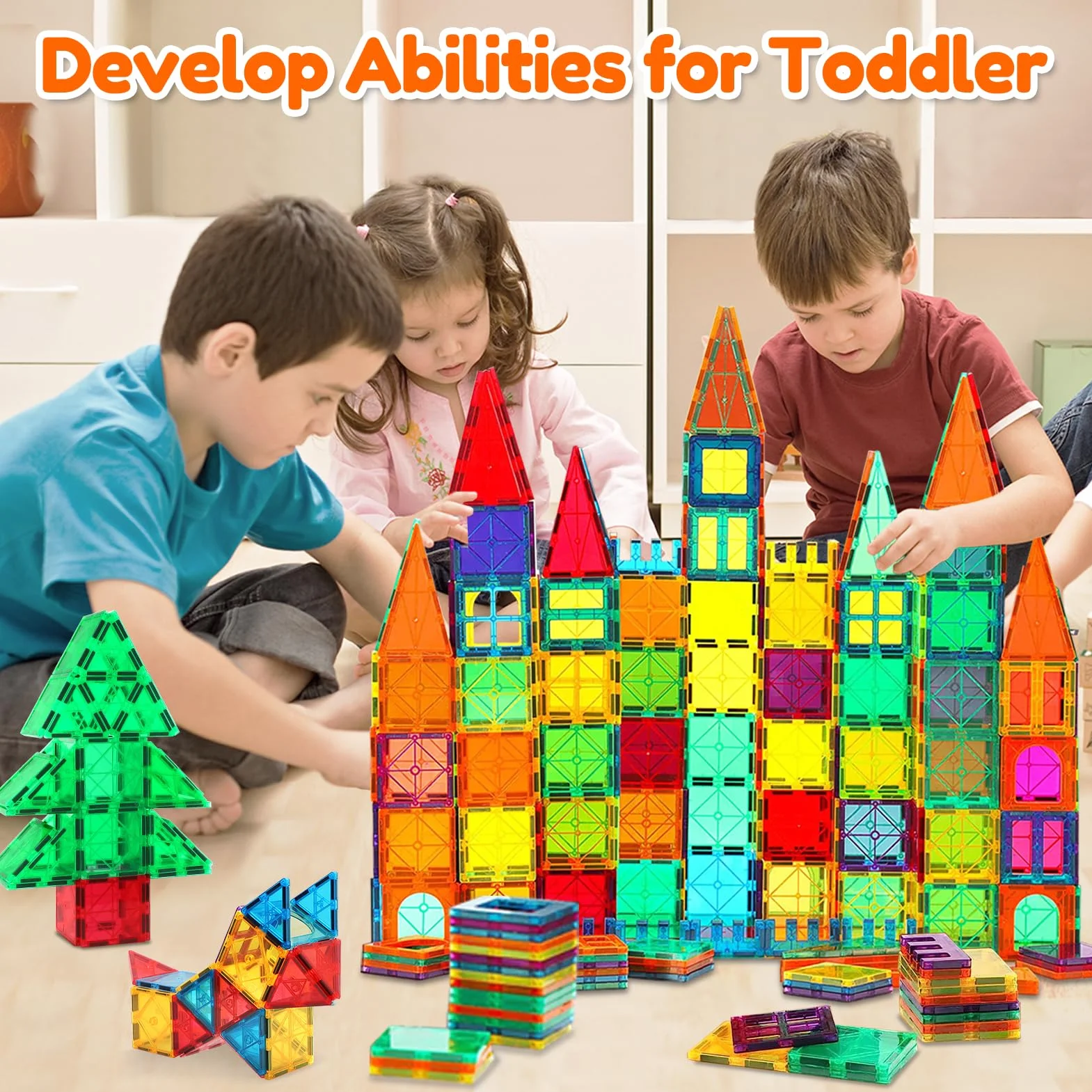 Blocs de Construction Magnétiques 100 Pièces Enfant 3-8 Ans Garçon Fille Jouet Cadeaux Noël