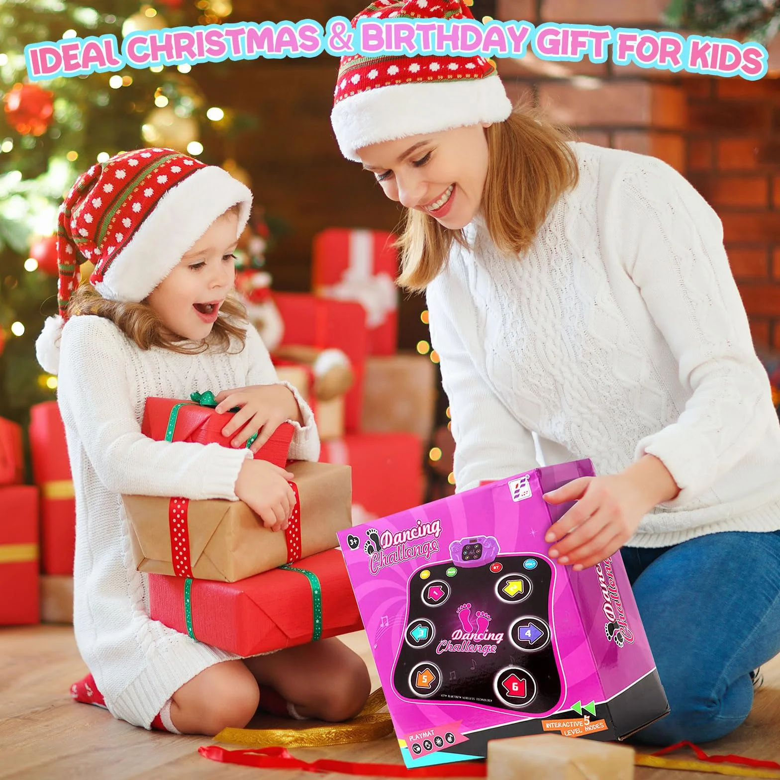 Tapis de Danse Lumineux pour Enfants Bluetooth avec Musique Intégrée, 6 Modes de Jeu
