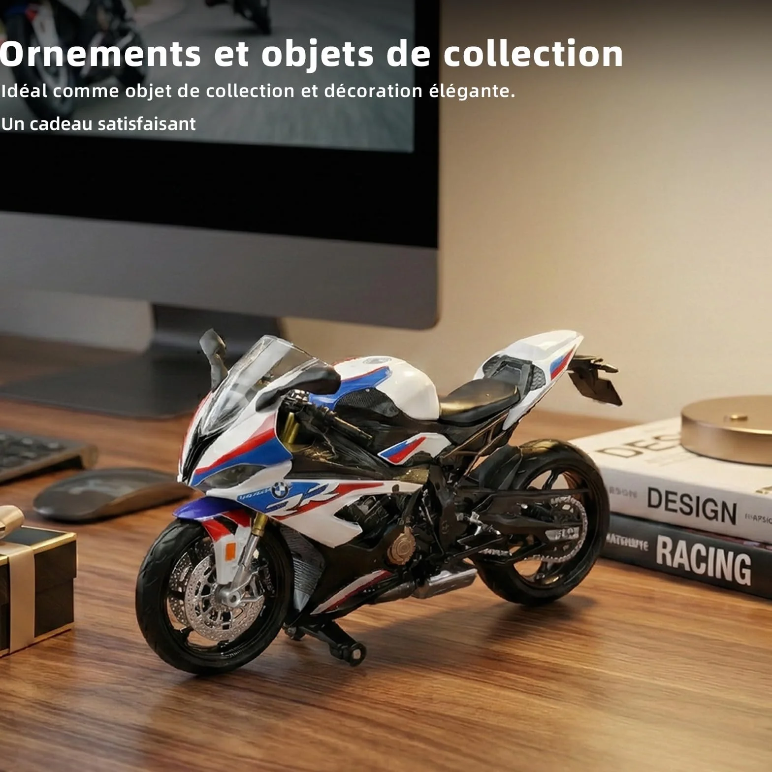 BMW S1000RR Moto Jouet 1:12 Métal Plastique Blanc