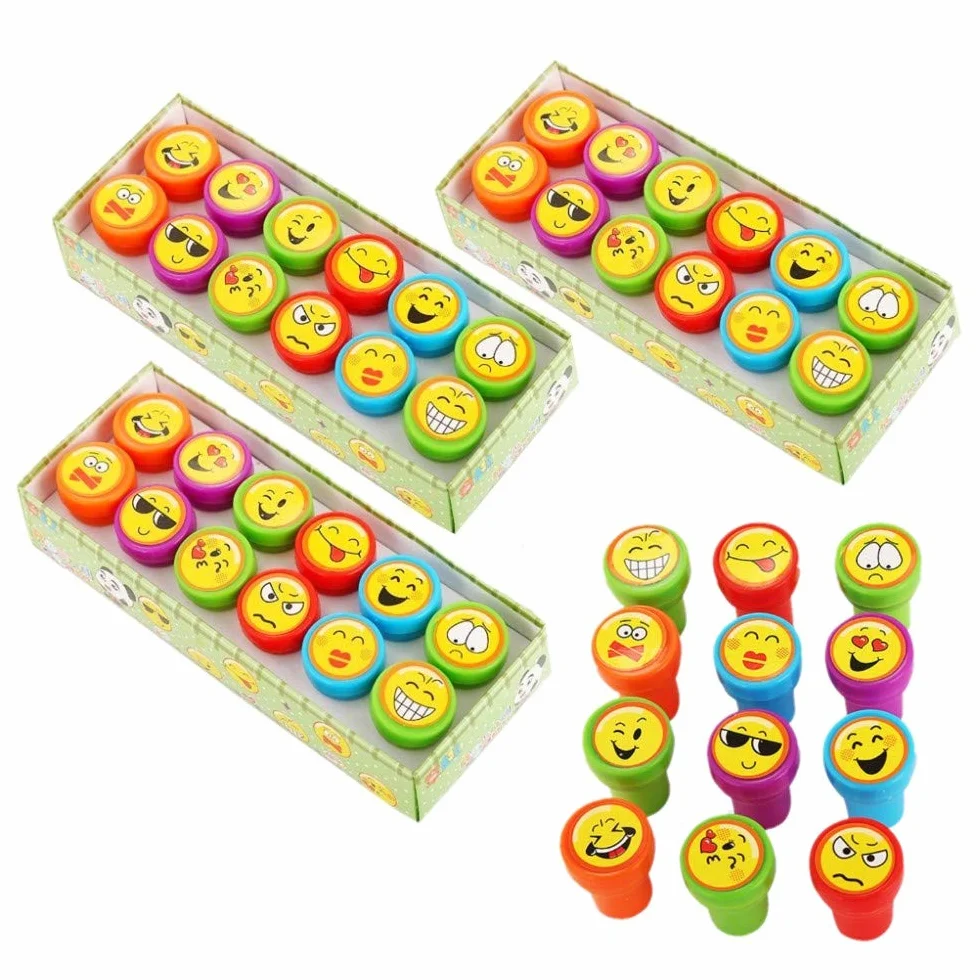Tampons Auto-encreur Emoji pour Enfants 36 Pièces Cadeau de Fête