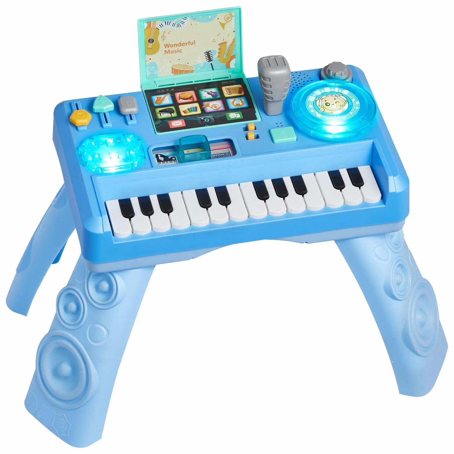 VEVOR Table Activité Bébé 6 Mois et Plus 16 Jeux Jouet Musical Éducatif avec Platine DJ Enregistrement et LED, 133 Sons