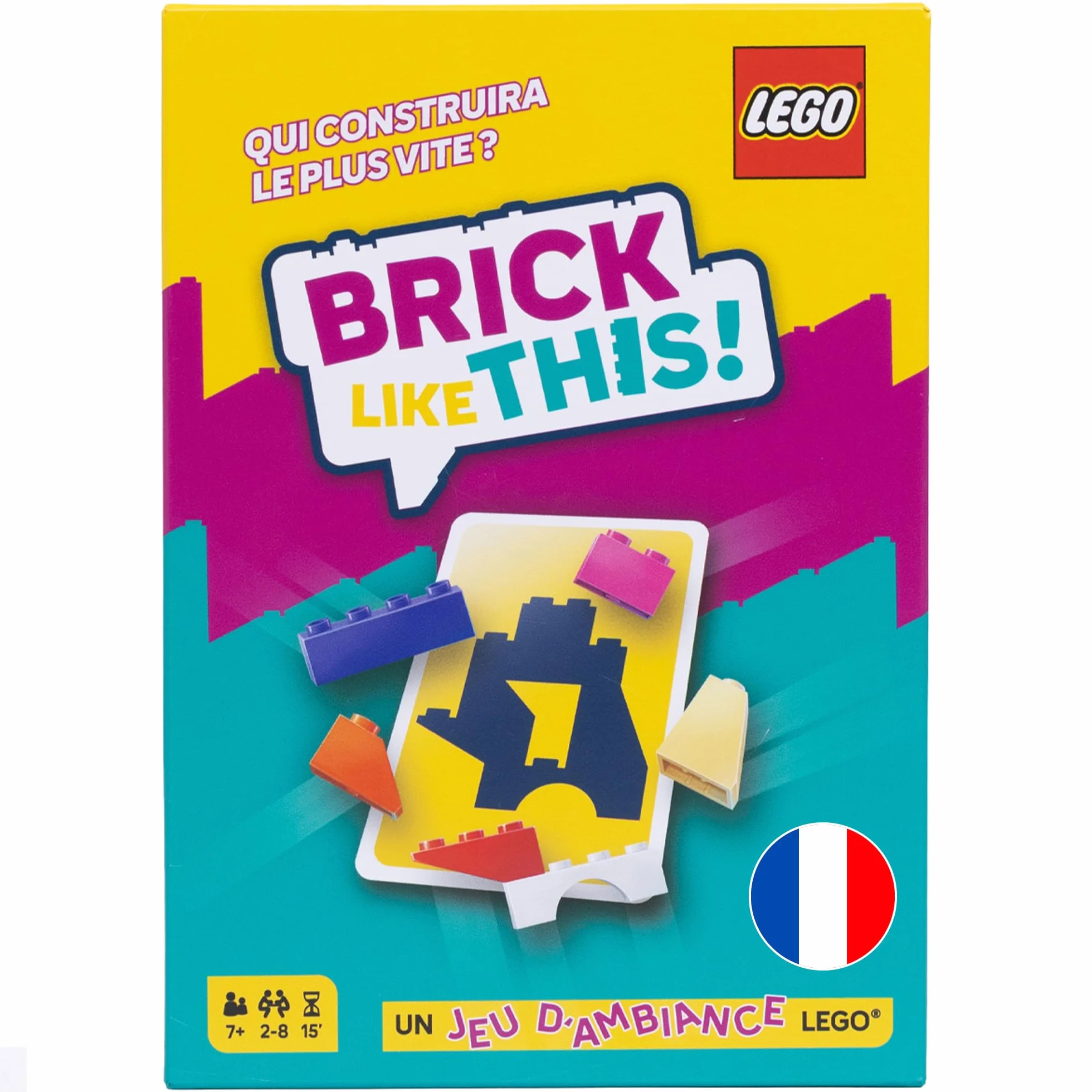 ASMODEE BRICK LIKE THIS! Jeu officiel LEGO Jeu de construction rapide pour famille 2-8 joueurs 7+ ans 15 min version française