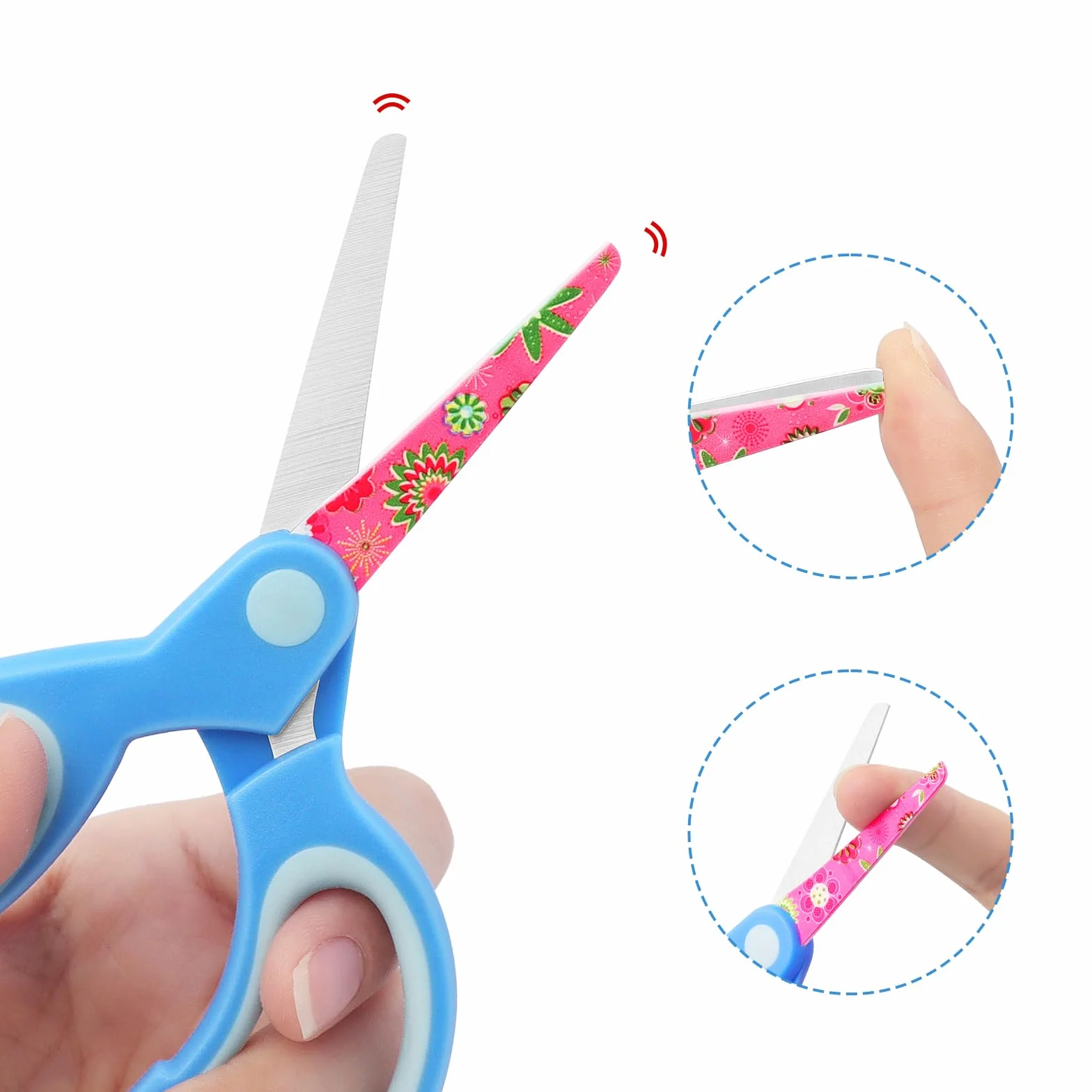 Ciseaux de sécurité gaucher lot 3 paires lames acier inoxydable poignées souples enfants 3 ans+