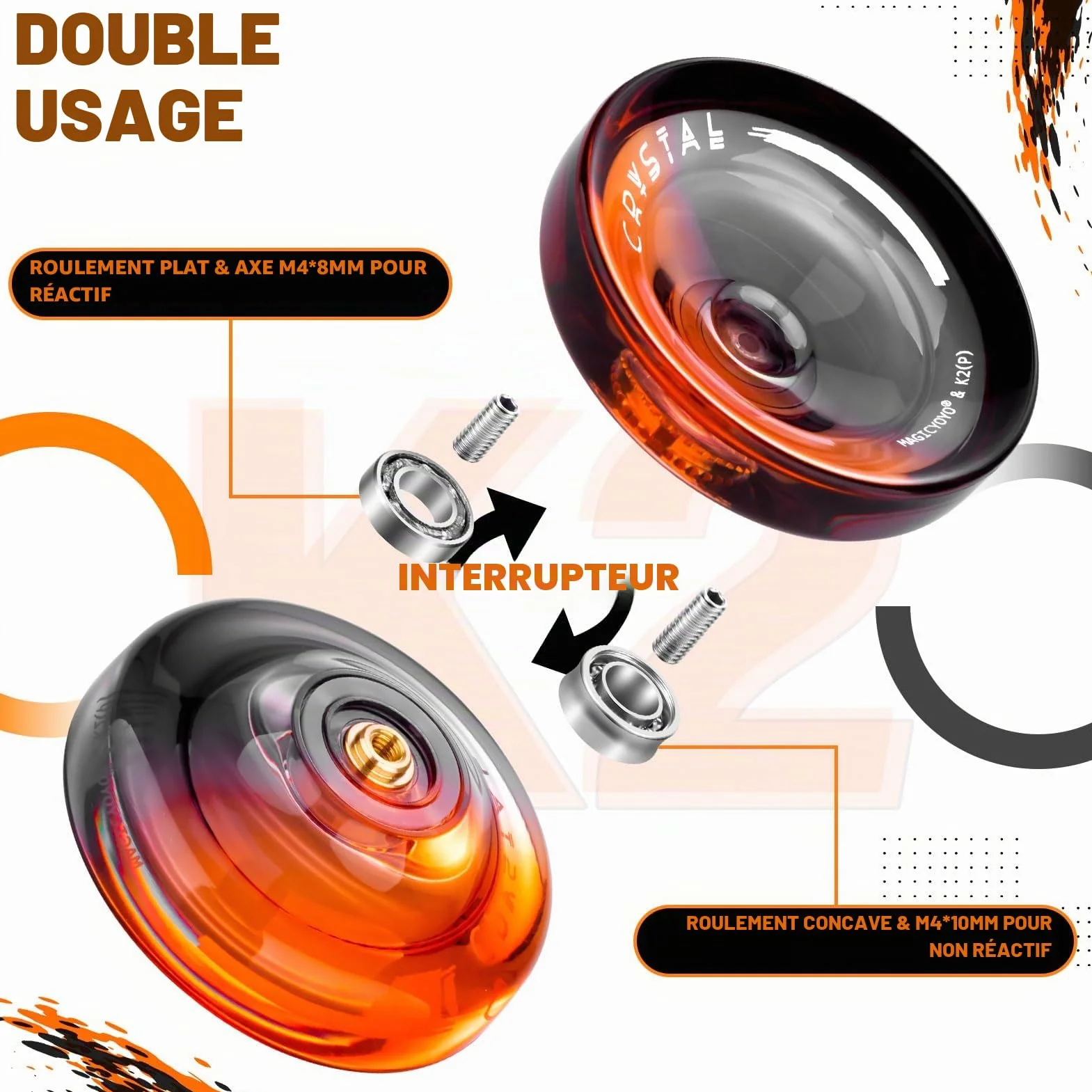MAGICYOYO K2 Yoyo Professionnel Enfants Débutants avec Ralenti Roulement à Billes 12 Cordes Valise