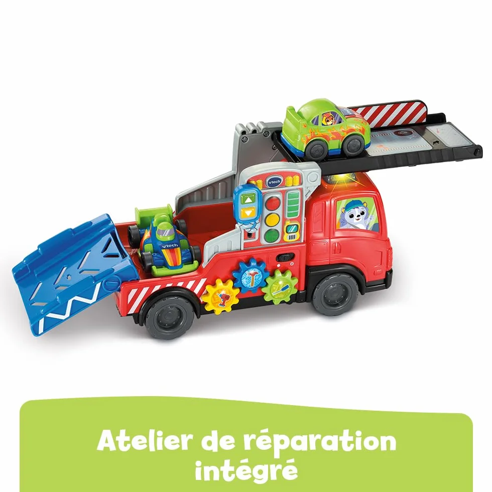 VTech Super Camion Dépannage Interactif Jouet à Tirer 3 en 1 Camion Transporteur de Voitures Dépanneuse Enfant