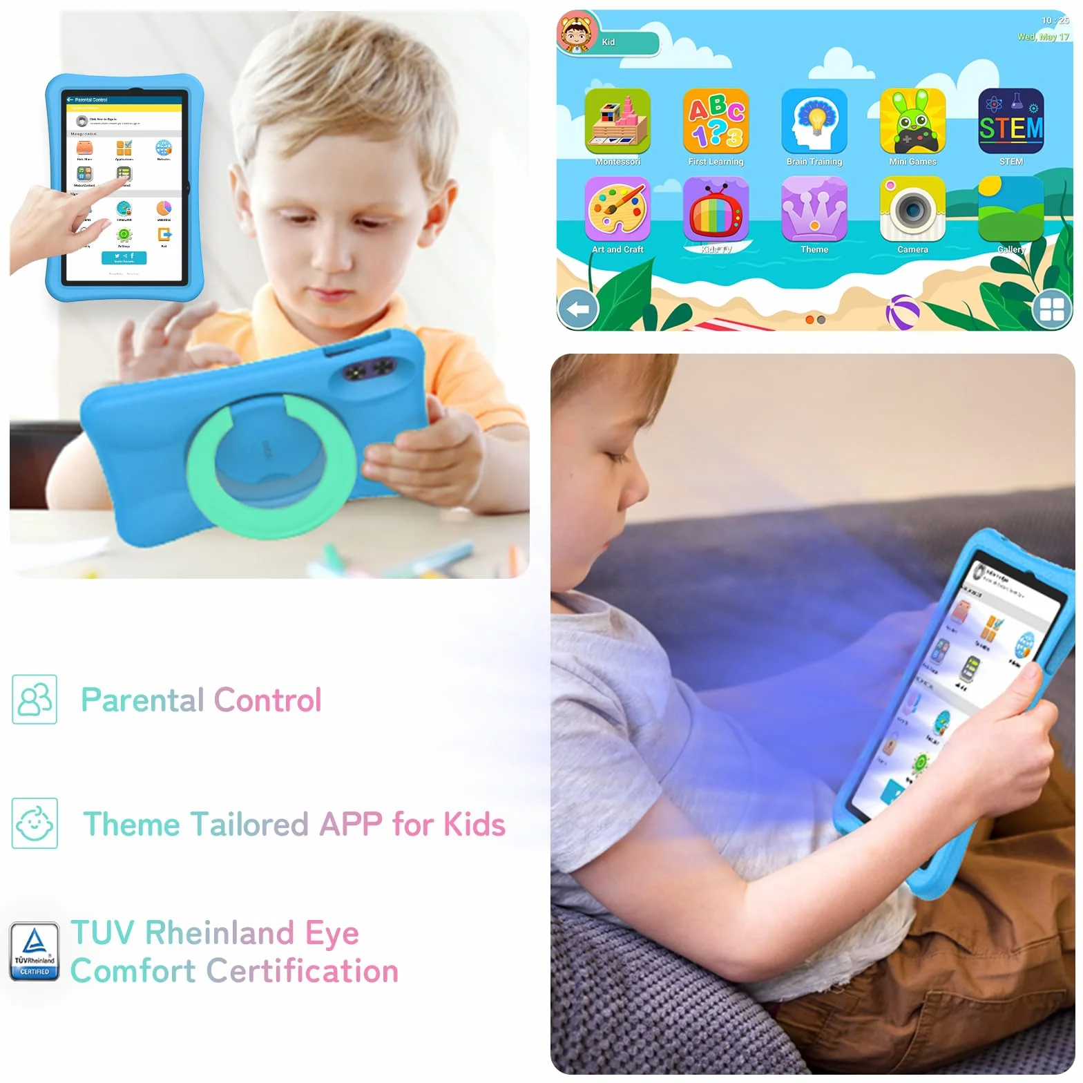 UMIDIGI Tablette pour Enfant 10,1" Android 13, G2 Tablette Enfant à partir de 3 Ans 8 Go (4+4) RAM + 64 Go de ROM/1 to, Protection des Yeux 1280 x 800 HD, WiFi6, 6000 mAh 8 MP + 8 MP avec étui