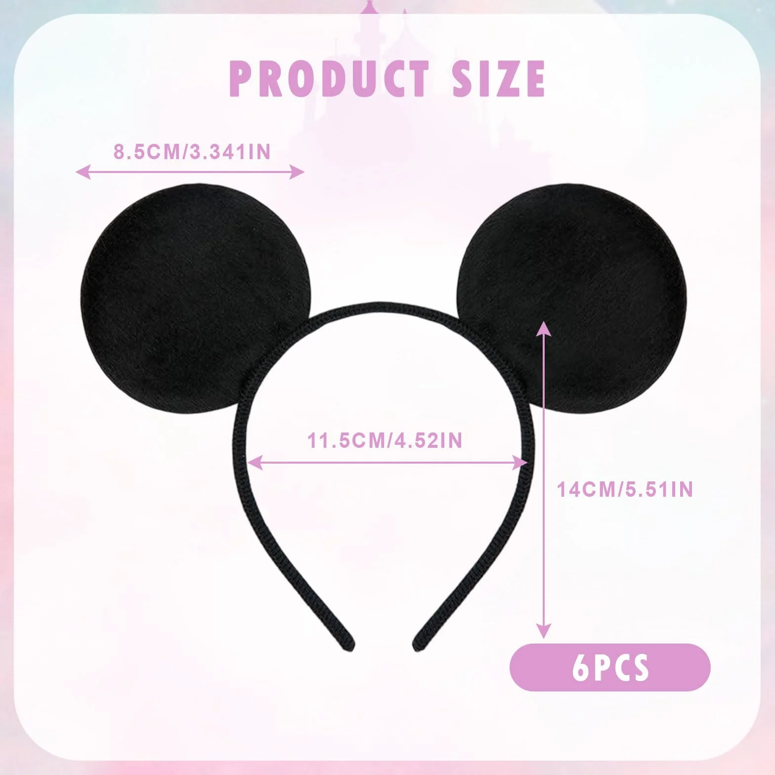 Lot de 6 serre-têtes oreilles de souris noires pour adultes et enfants, accessoires de fête