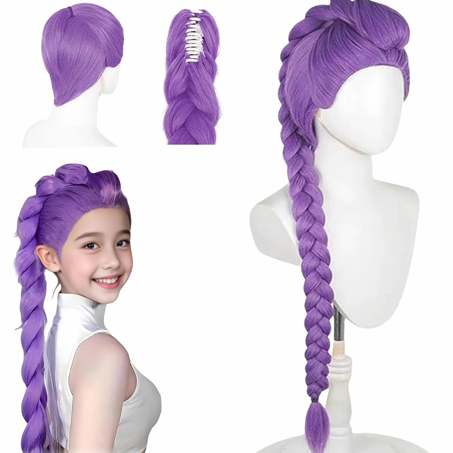 Dem0n Perruque de chasseur pour enfants Violet Accessoire réaliste Halloween carnaval