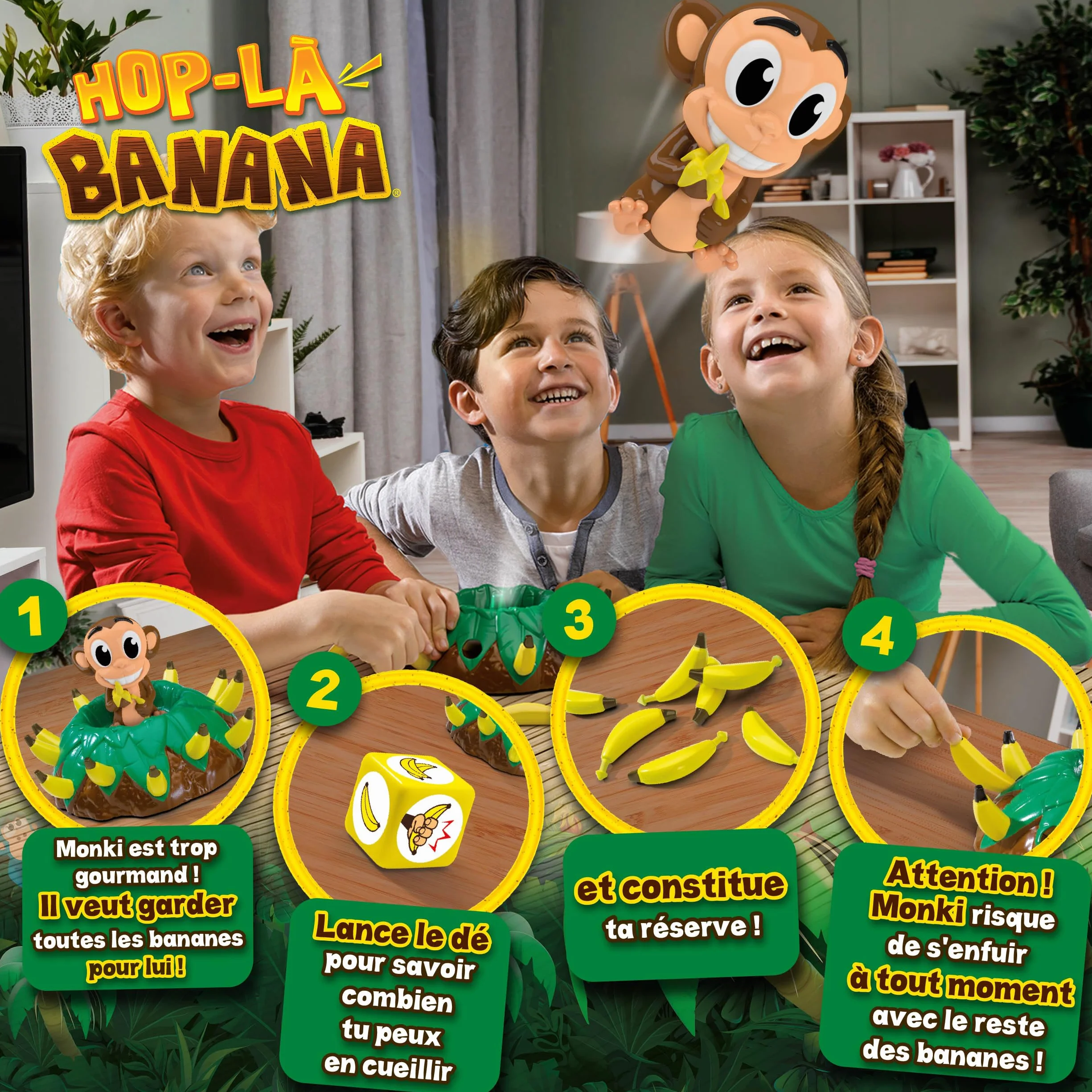 Goliath Hop La Banana Jeu de Société Enfants dès 4 Ans Jeu d'Adresse et Rapidité 2-5 Joueurs
