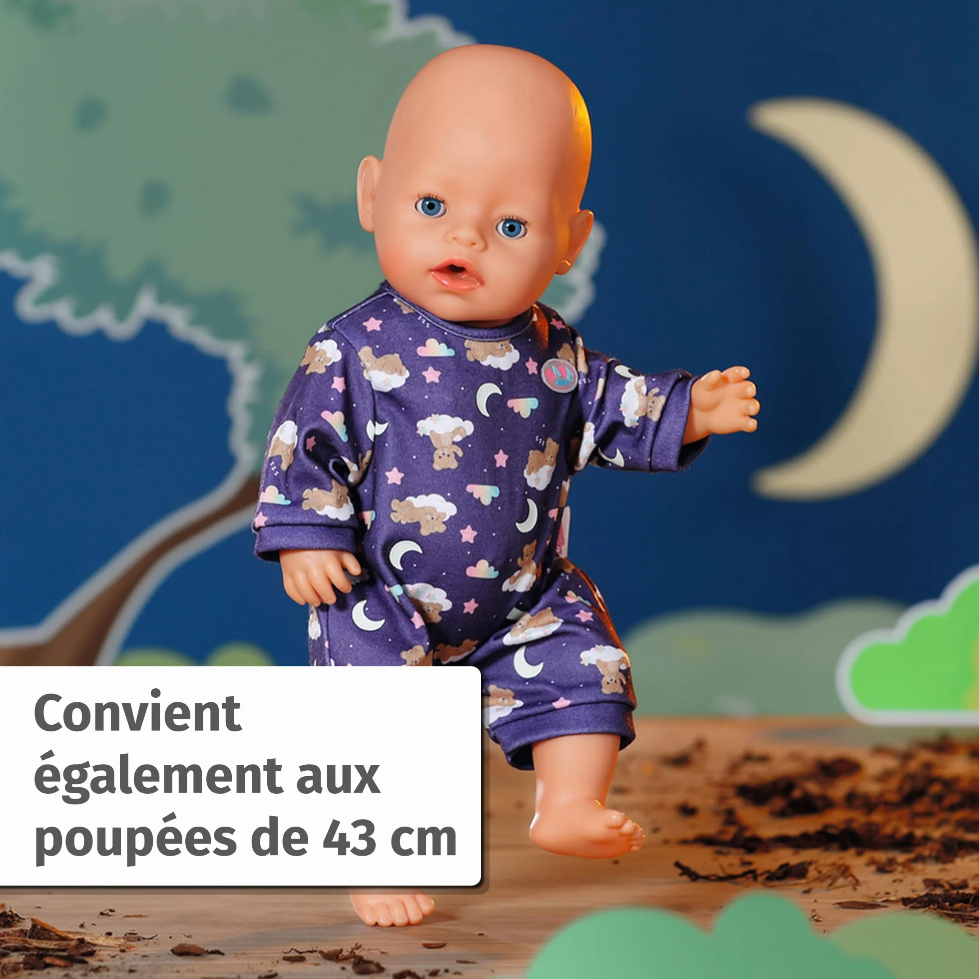 BABY born Pyjama Teddy Phosphorescent Pyjama pour poupées 43 cm Zapf Creation