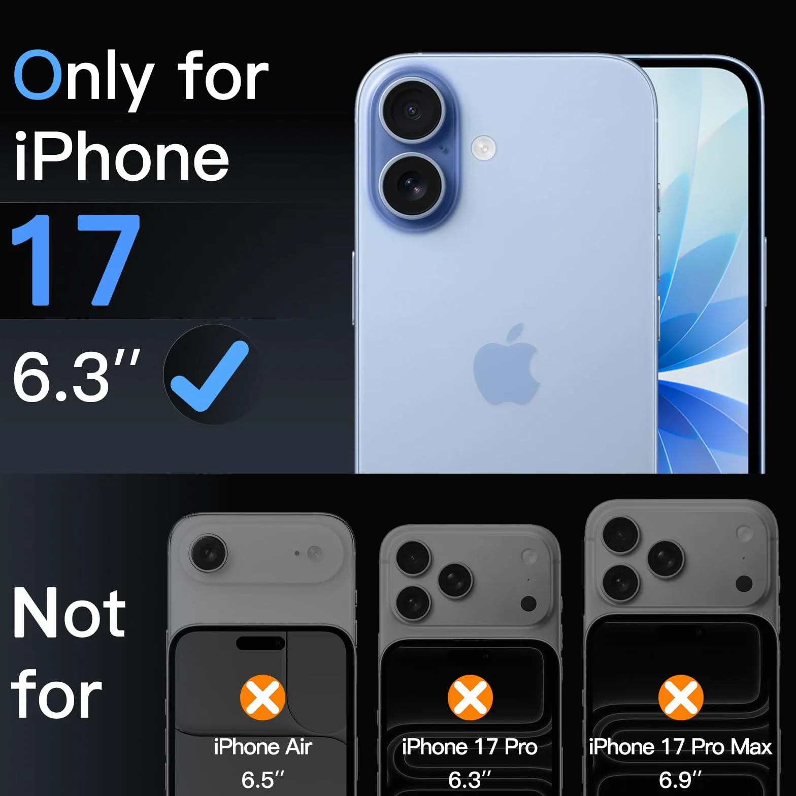 JETech Protection D'écran iPhone 17 6,3 Pouces Verre Trempé Dureté 9H Lot de 3