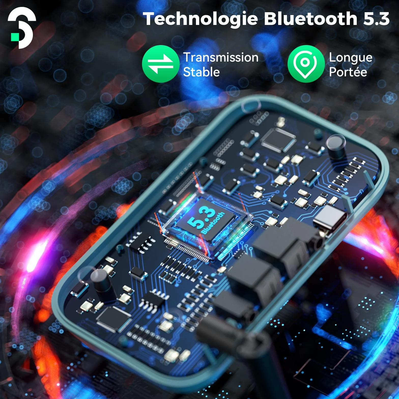 SOOMFON Émetteur Récepteur Bluetooth 5.0 avec Écran LCD, Adaptateur Audio 3 en 1 AUX/RCA/Jack 3.5mm/Optique