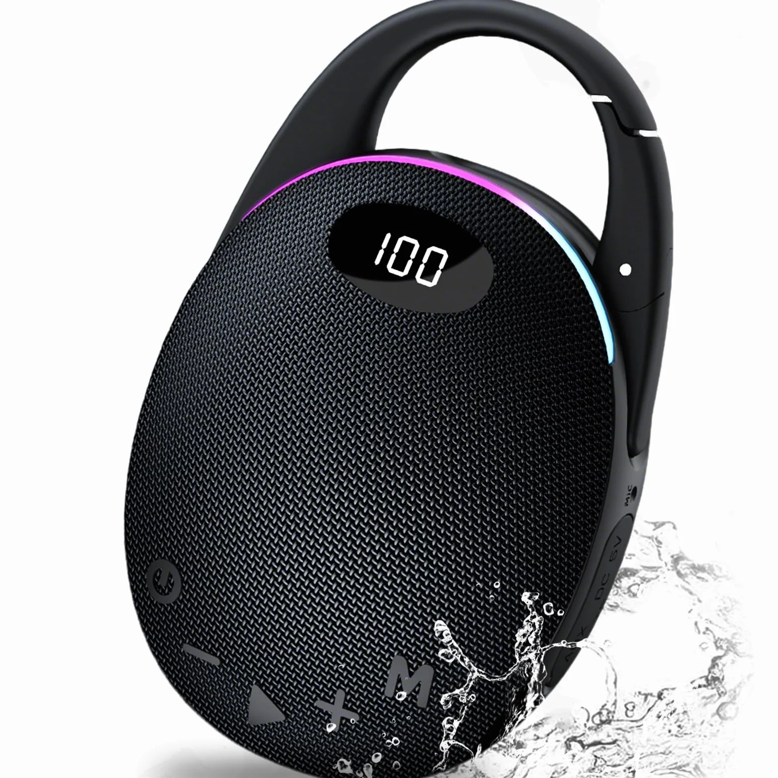 Enceinte Bluetooth Ultra-Portable 25H Autonomie LED RGB Son Pro Basses Puissantes Noir