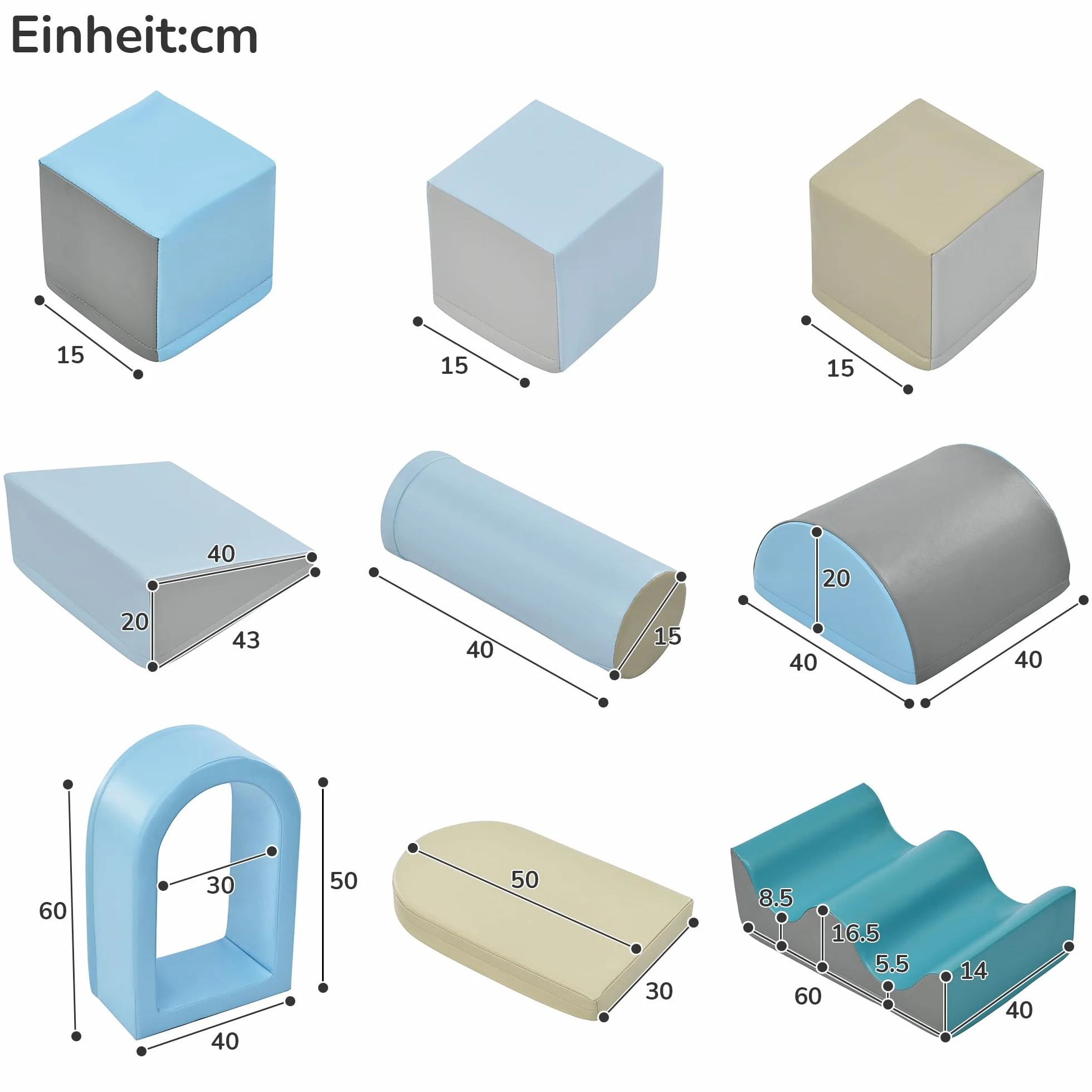 Parcours Motricité Bébé 6 Blocs Mousse Modulables Grimper Glisser Ramper Jouet Éveil Sensoriel Bleu 60x50x40